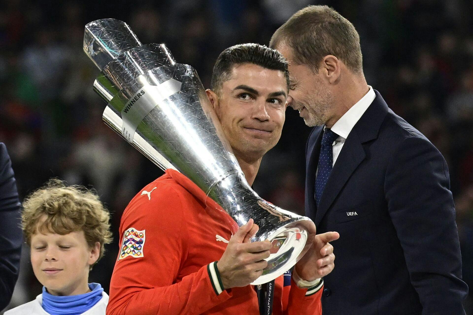 Cristiano Ronaldo var en glad mand søndag aften i München, hvor finalen blev spillet.