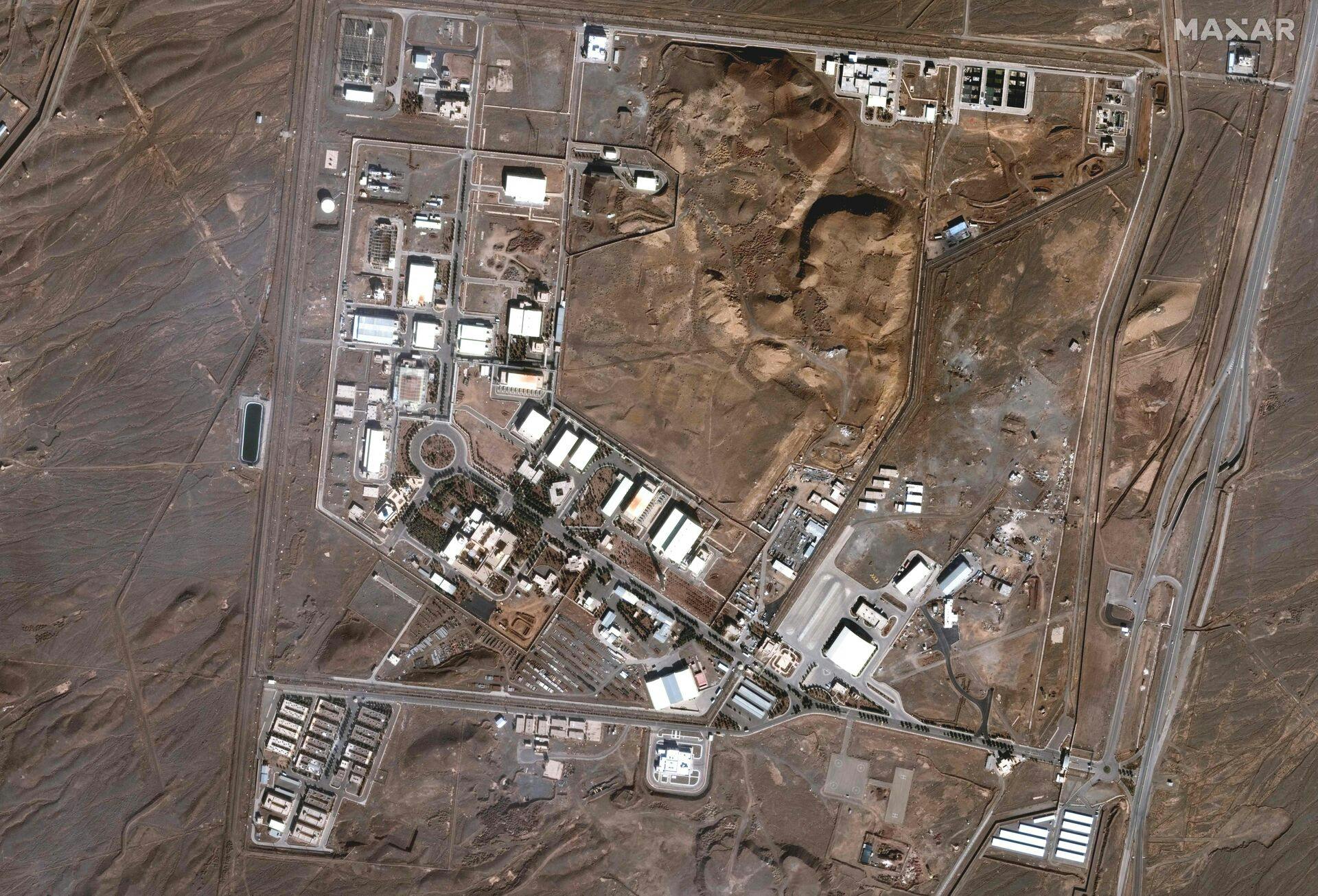 Sådan ser området, hvor atomanlægget Natanz ligger i Iran ud. Nu hævder Israel at have ødelagt dele af området.