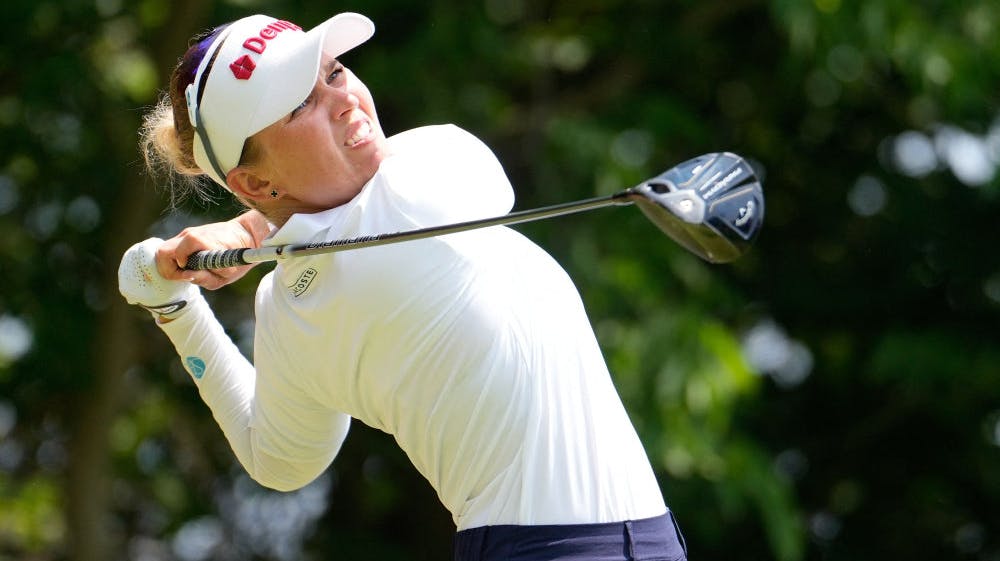 Nanna Koerstz Madsen på fjerde hul under tredje runde af Meijer LPGA Classic i USA.