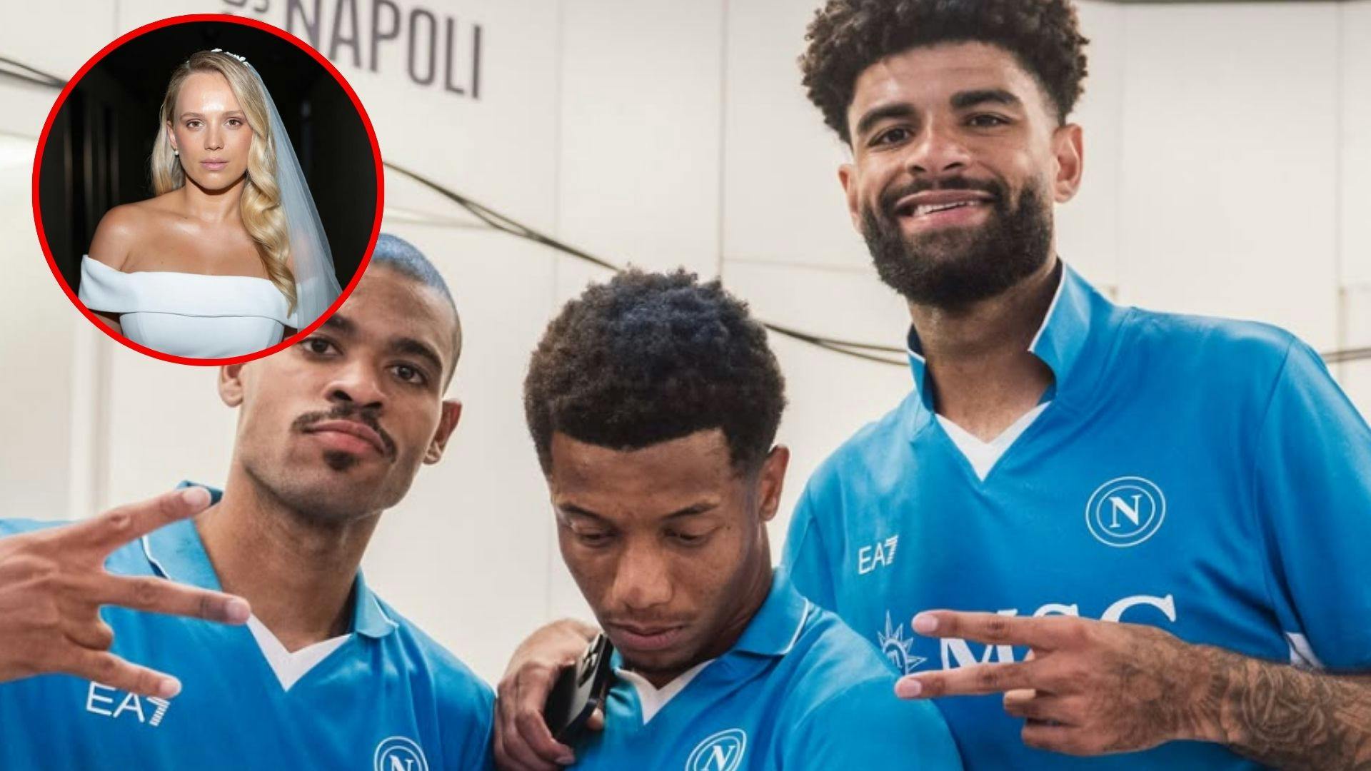 David Neres (i midten) har i weekenden sagt "ja" til modelkæresten Kira Winona i et overdådigt bryllup i Italien.