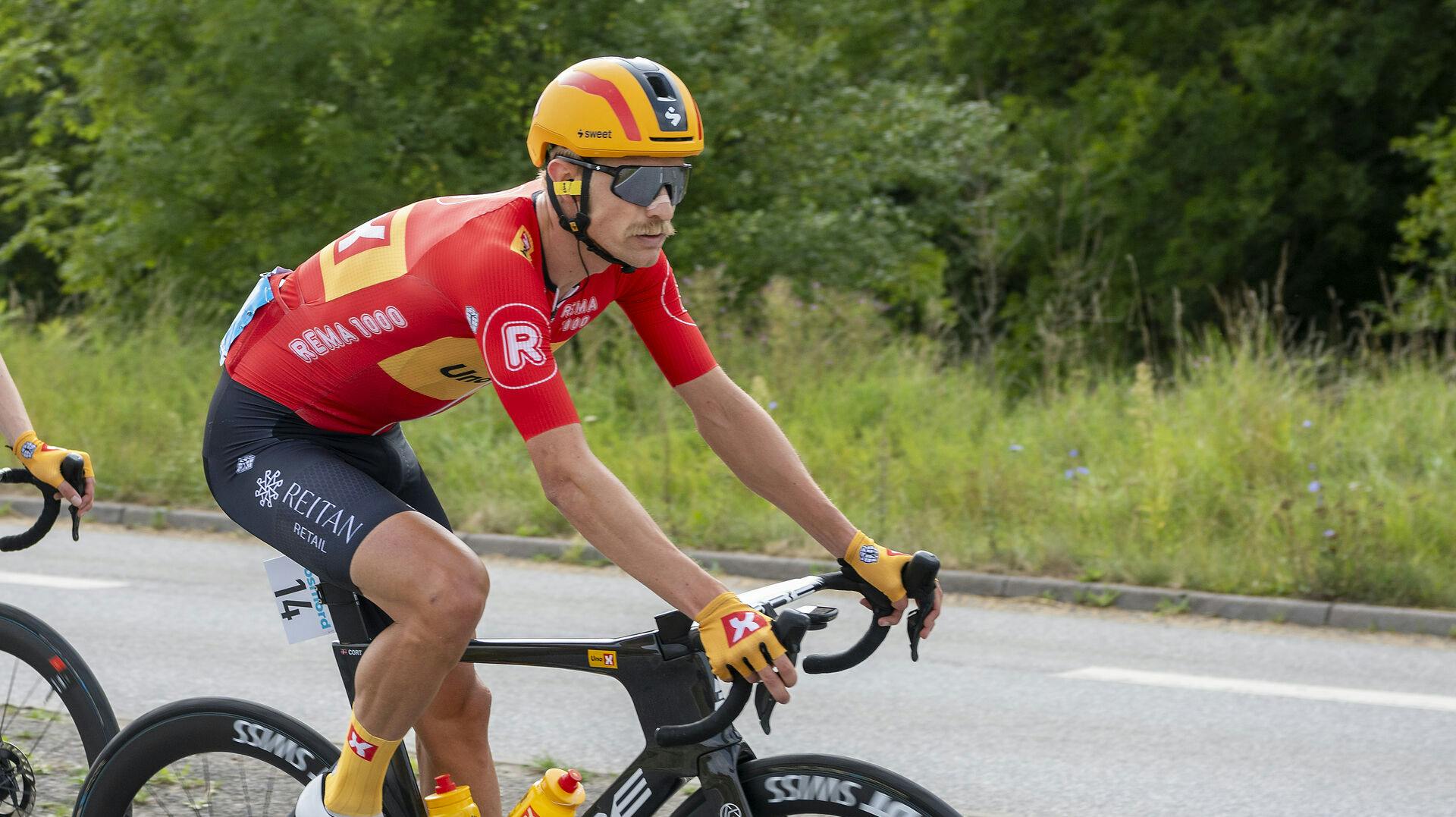 Magnus Cort på 4. etape i PostNord Danmark Rundt landevejscykelløbet fra St. Heddinge til Holbæk lørdag den 17. august 2024.. (Foto: Thomas Sjørup/Ritzau Scanpix)