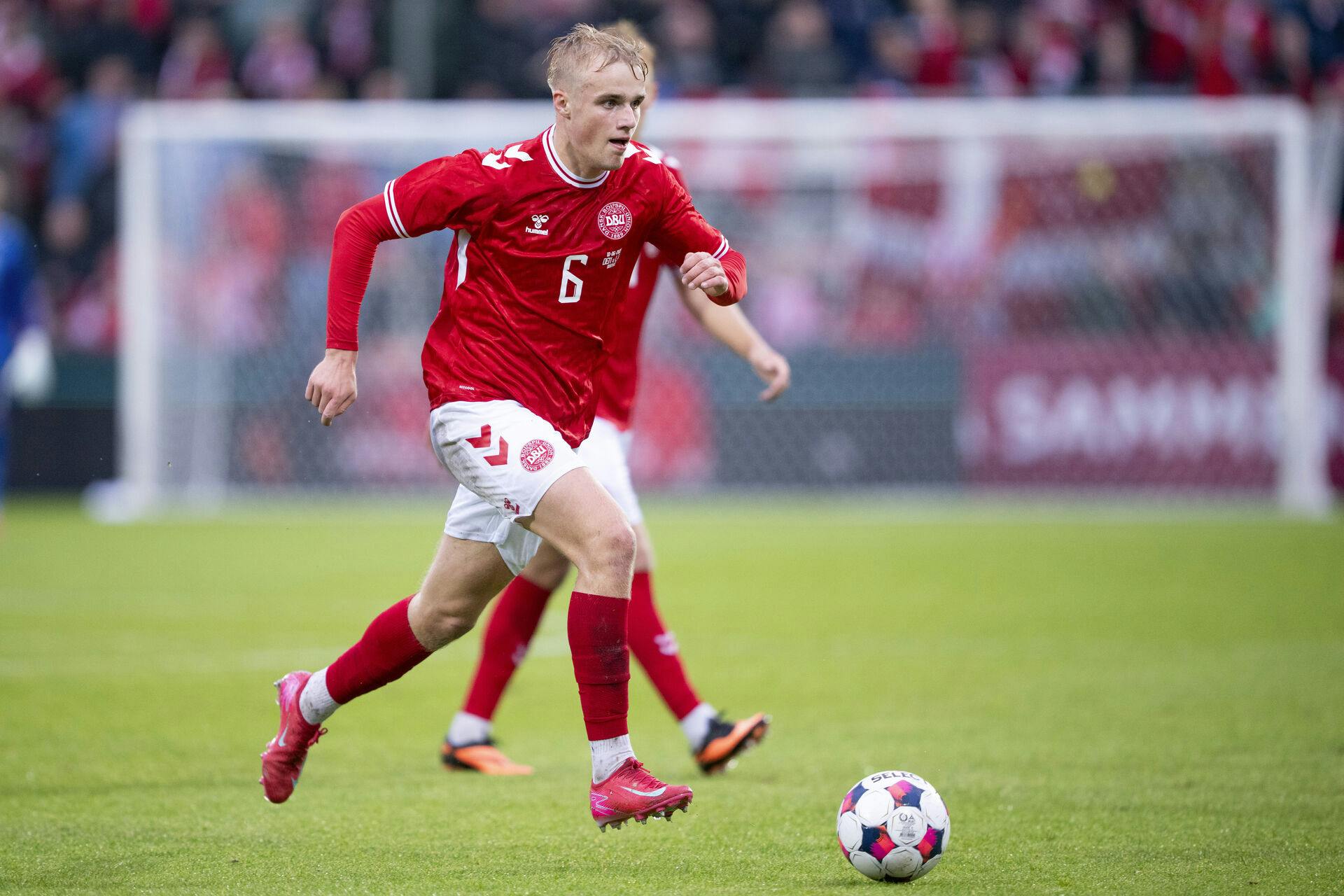 Denmark's Victor Froholdt during the football international match between Denmark and Lithuania at Odense Stadium on Tuesday, June 10, 2025. (Photo: Bo Amstrup/Ritzau Scanpix)