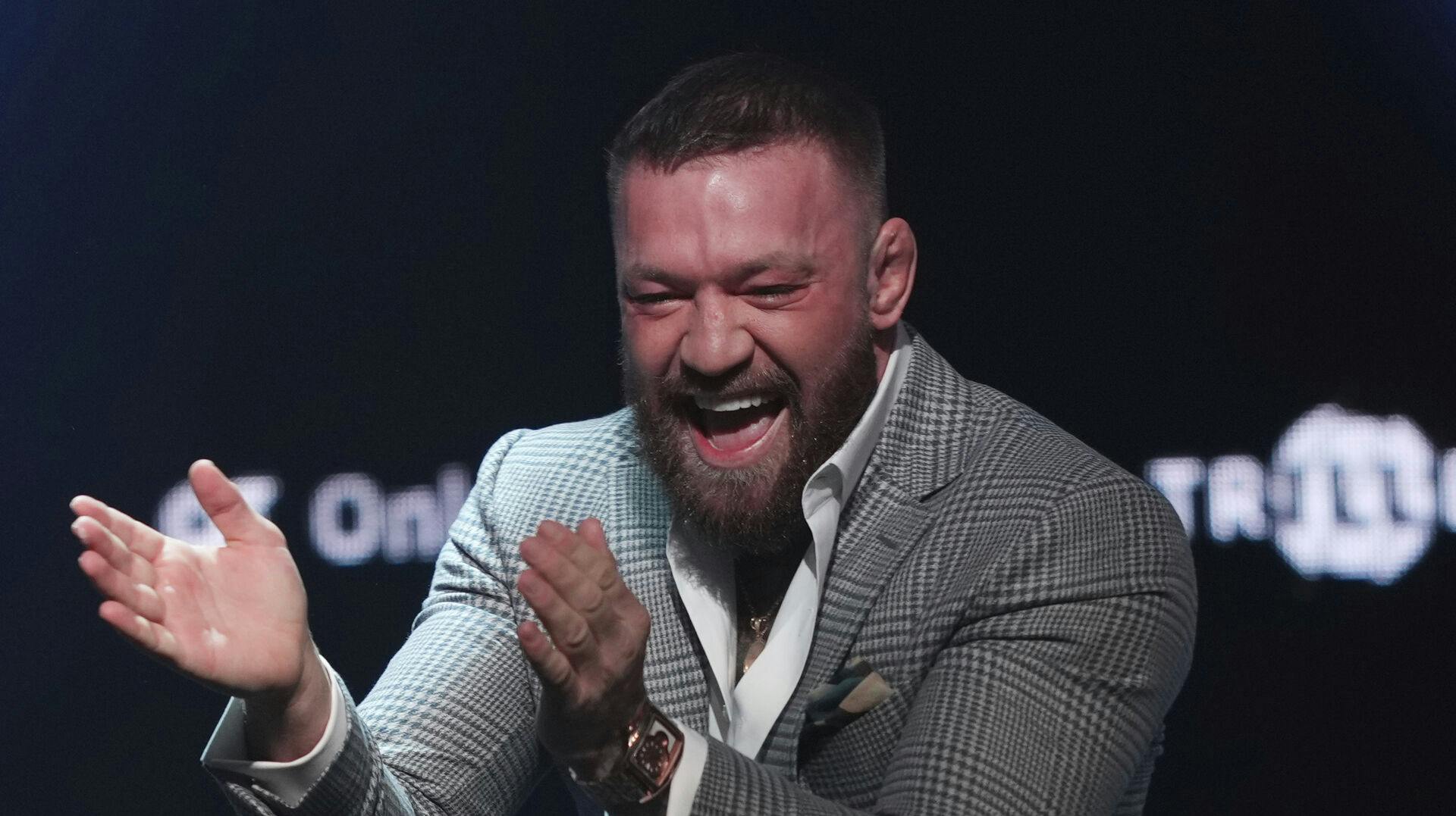Conor McGregor takes part in a KnuckleMania V boxing news conference, Thursday, Jan. 23, 2025, in Bensalem, Pa. (AP Photo/Matt Rourke)
