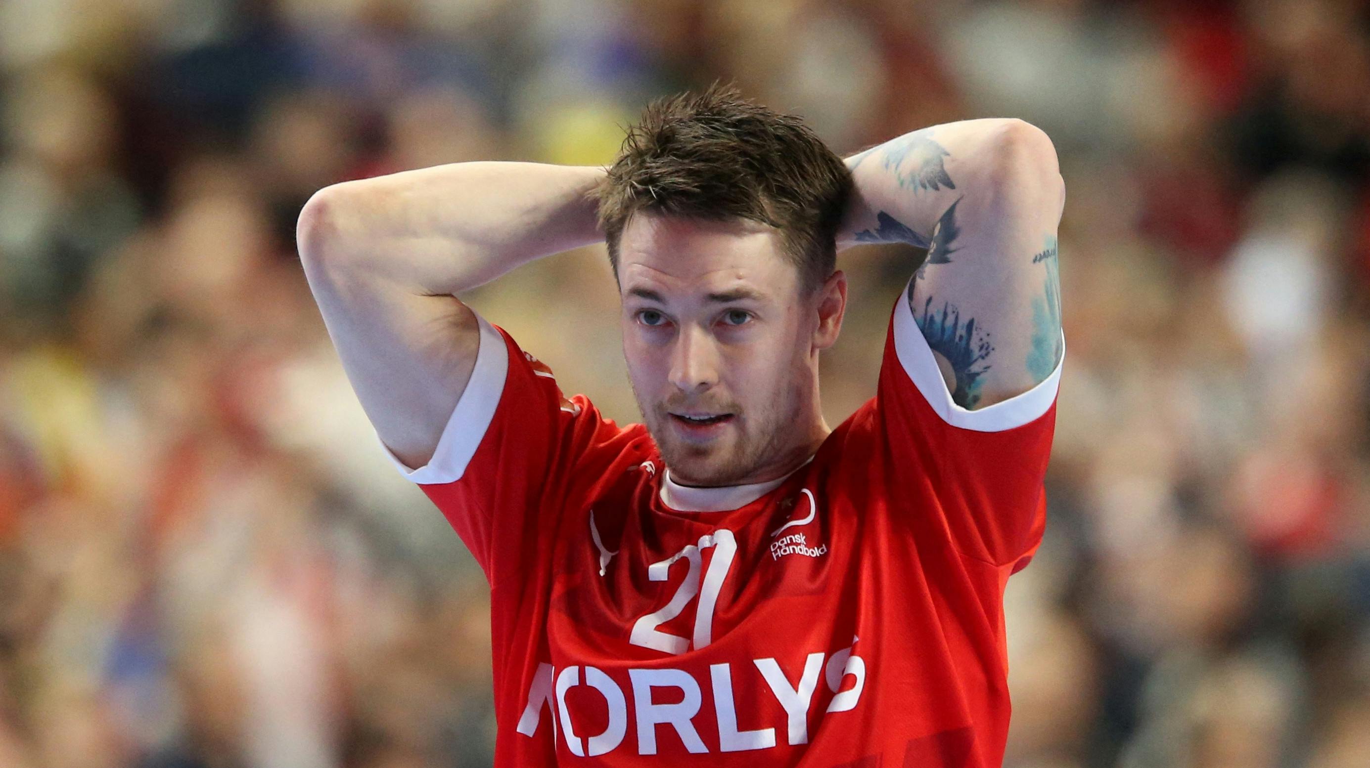 Handball - EHF 2024 Men's European Handball Championship - Final - France v Denmark - Lanxess-Arena, Cologne, Germany - January 28, 2024 Denmark's Michael Damgaard Nielsen looks dejected after the match REUTERS/Cathrin Mueller