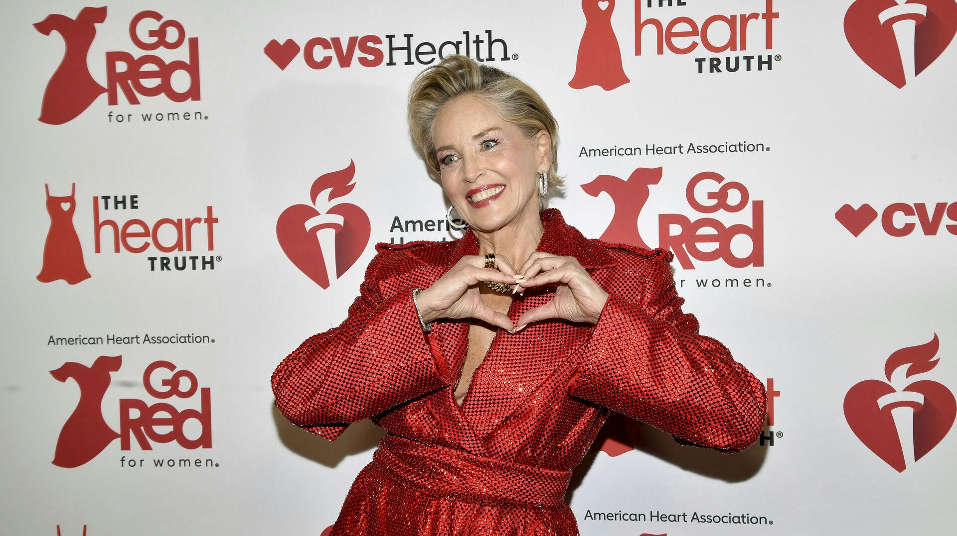 Sharon Stone attends the American Heart Association's Go Red for Women Red Dress Collection benefit concert at Jazz at Lincoln Center on Thursday, Jan. 30, 2025, in New York. (Photo by Evan Agostini/Invision/AP)