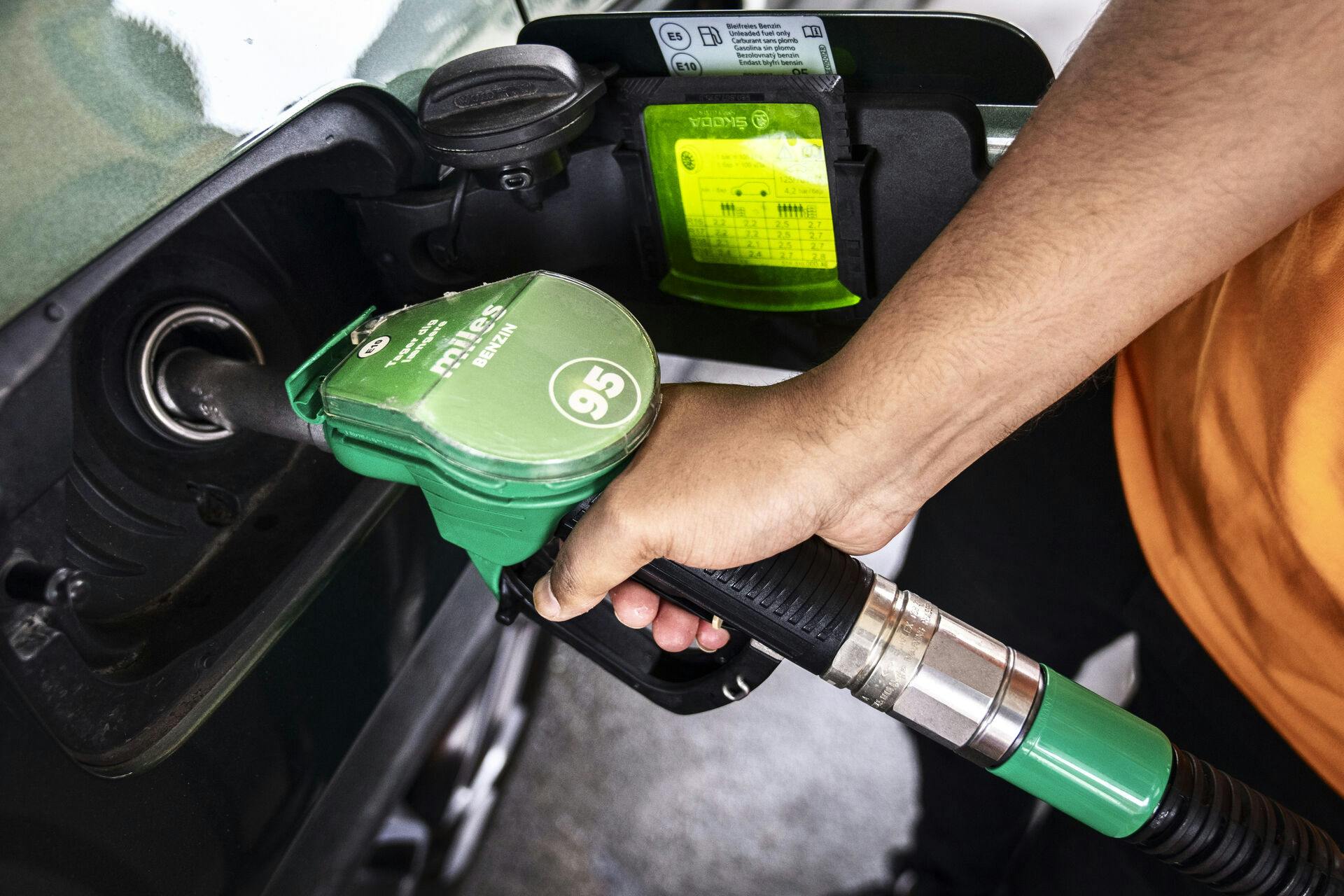 Benzinpriser på tankstation i København mandag den 11. september 2023.. (Foto: Thomas Traasdahl/Ritzau Scanpix)