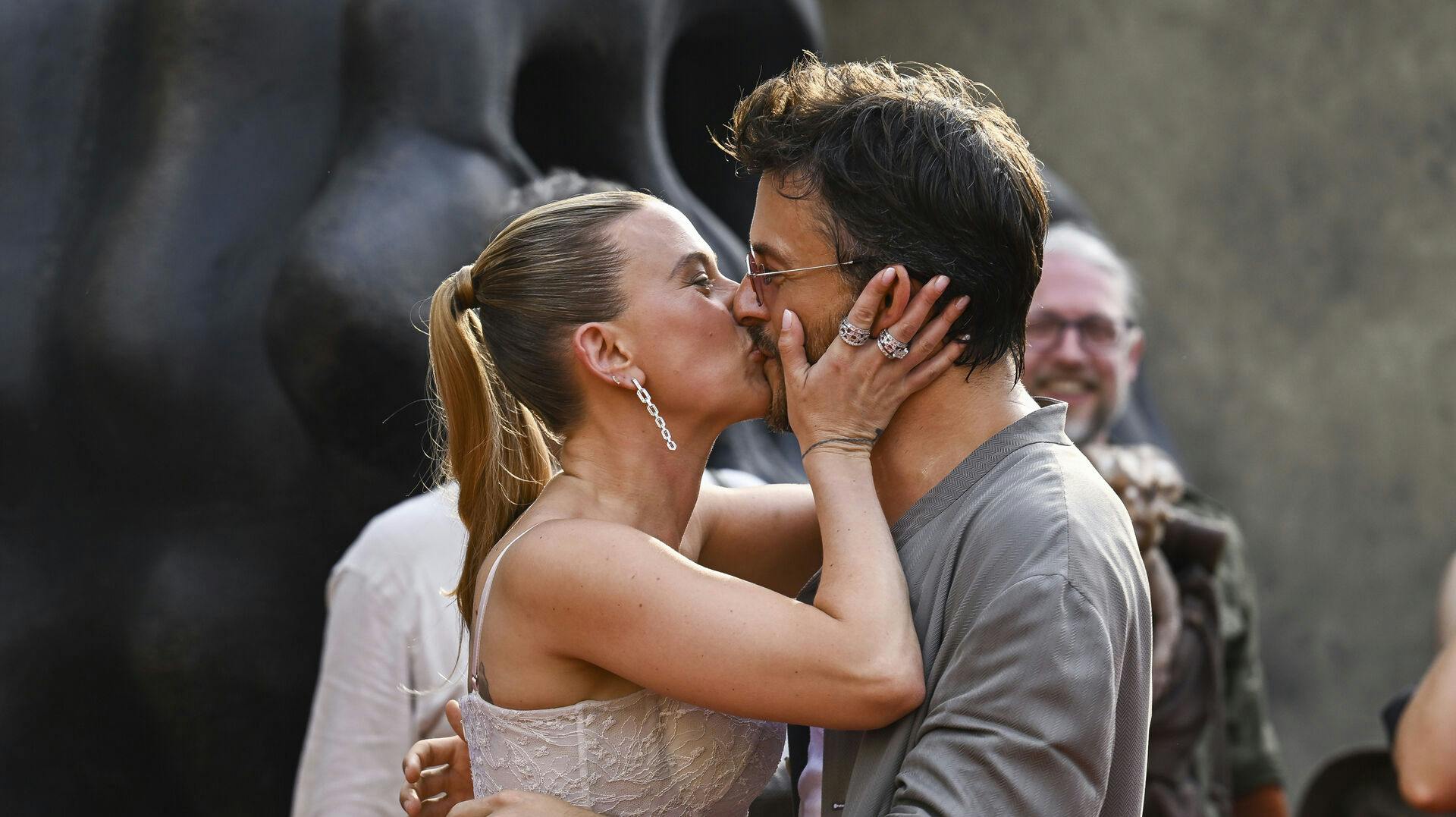 Scarlett Johansson, left, and Jonathan Bailey attend the "Jurassic World Rebirth" premiere at Lincoln Center on Monday, June 23, 2025, in New York. (Photo by Evan Agostini/Invision/AP)