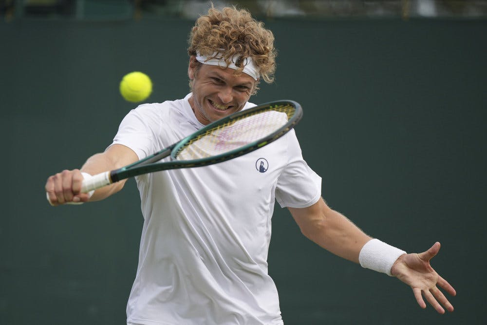 Quentin Halys var imponeret over August Holmgren (billedet), der servede forrygende i Wimbledon-debut. - Foto: Alastair Grant/Ritzau Scanpix&nbsp;
