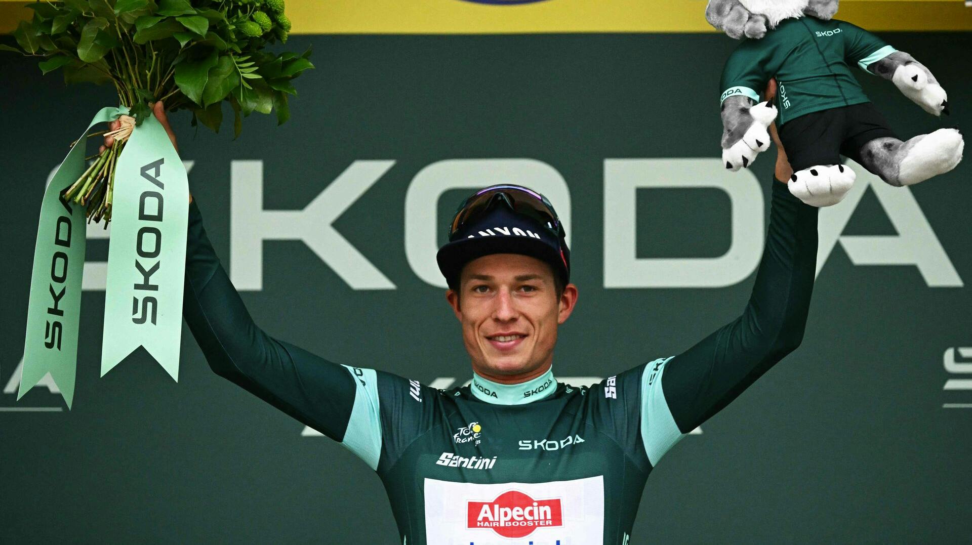Jasper Philipsen udgik, mens han kørte i den grønne pointtrøje.