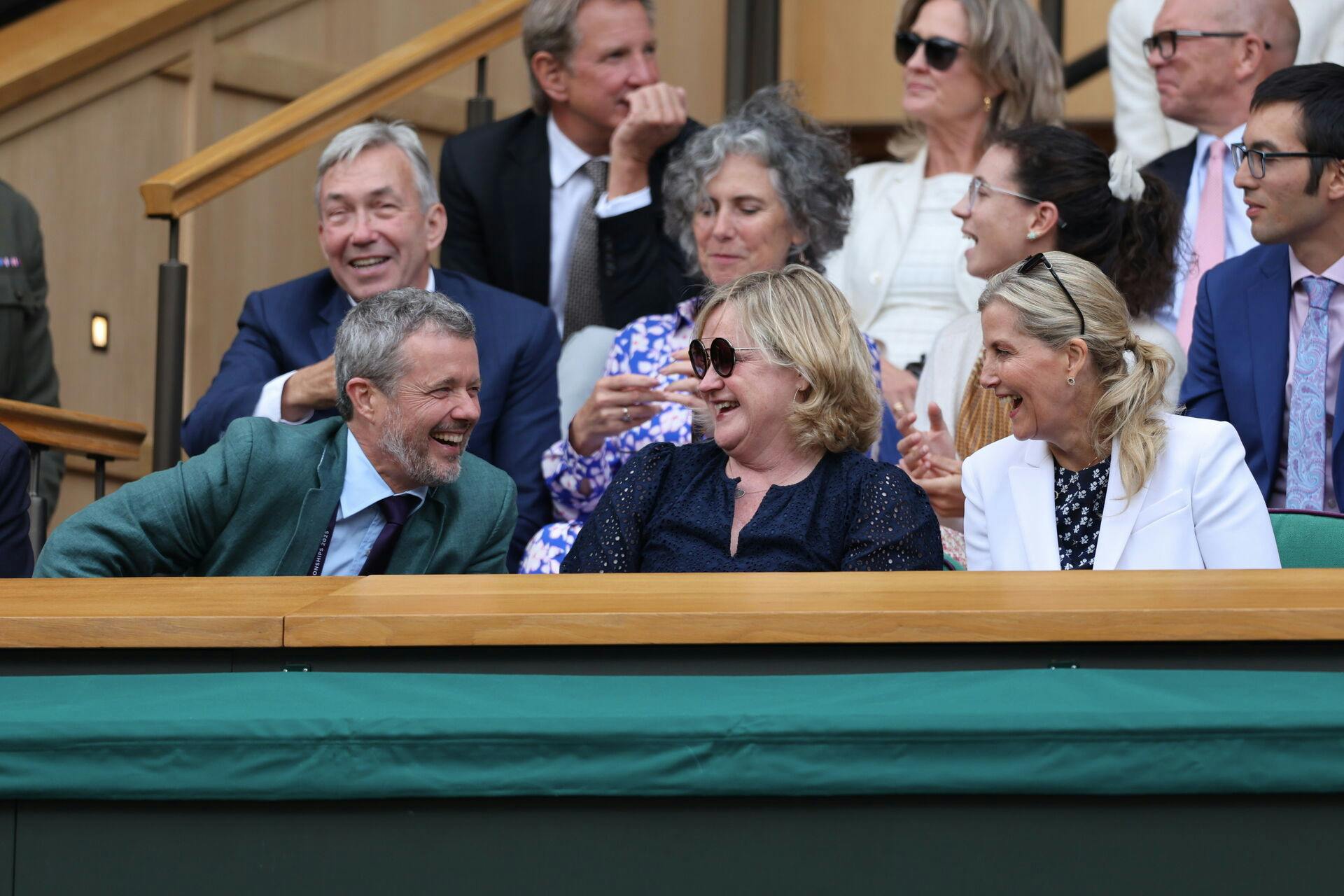 07/07/2025. London, United Kingdom. Royal Box including Sophie, Duchess of Edinburgh and King Frederik of Denmark on day eight of the Wimbledon Tennis Championships in London. Picture by Stephen Lock / i-Images / eyevine Contact eyevine for more information about using this image: T: +44 (0) 20 8709 8709 E: info@eyevine.com http://www.eyevine.com