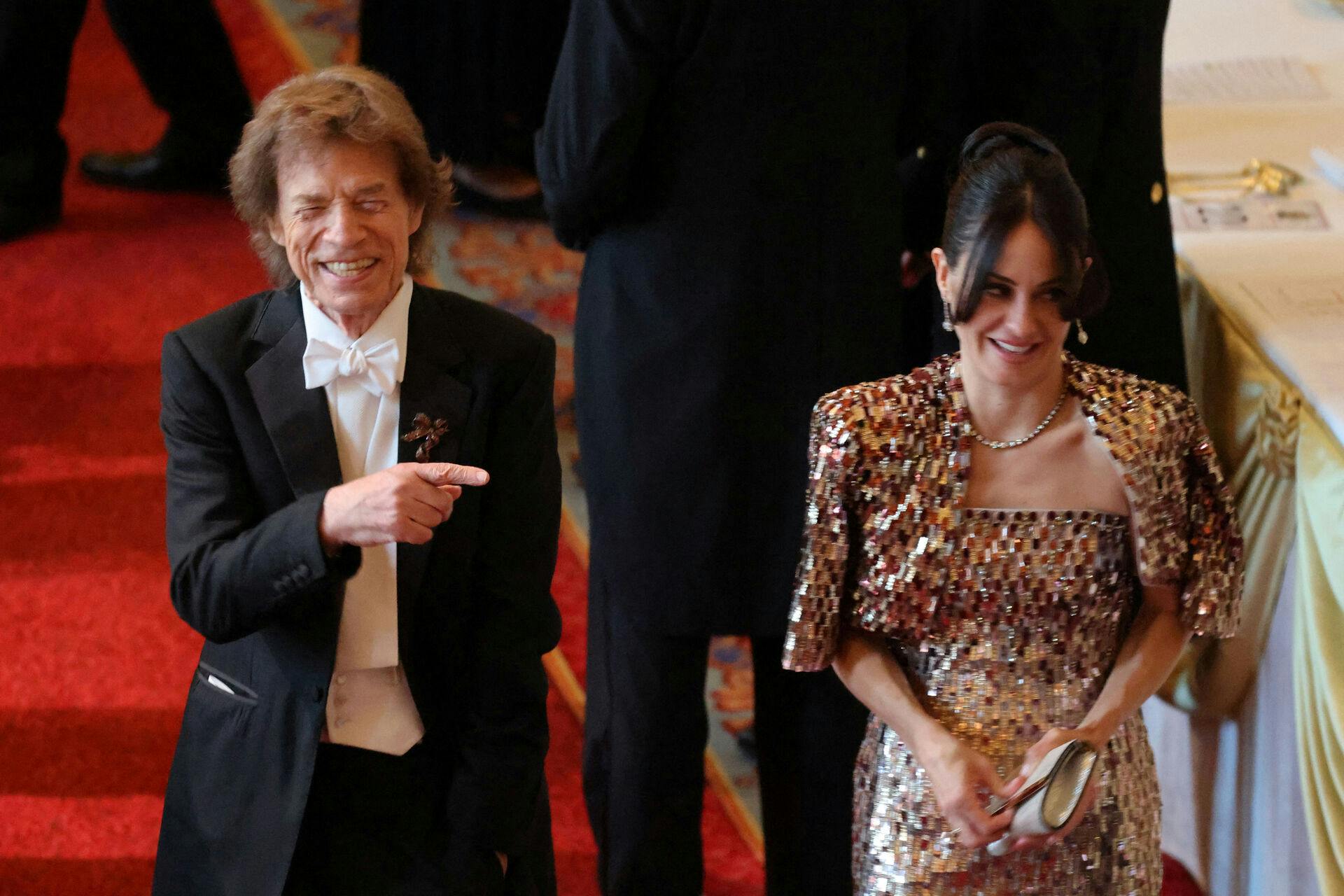 Mick Jagger og Melanie Hamrick var i strålende humør.
