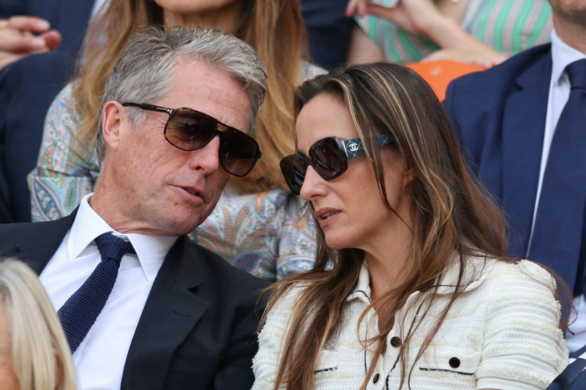 July 9, 2025, London, United Kingdom: HUGH GRANT and ANNA ELISABET EBERSTEIN attend day ten of the Wimbledon Tennis Championships at the All England Lawn Tennis and Croquet Club in London, England. (Credit Image: © Stephen Lock/i-Images via ZUMA Press)