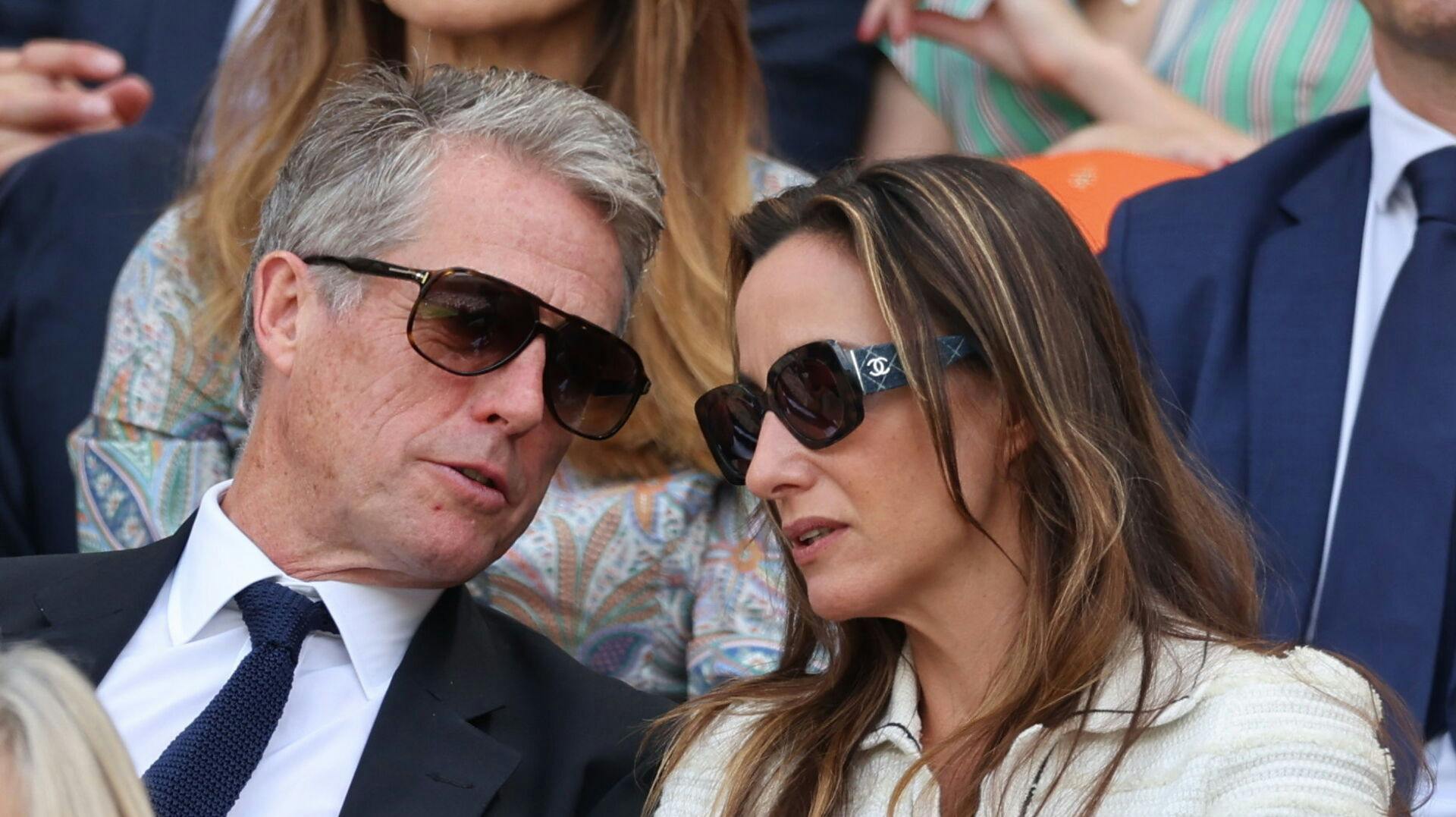 July 9, 2025, London, United Kingdom: HUGH GRANT and ANNA ELISABET EBERSTEIN attend day ten of the Wimbledon Tennis Championships at the All England Lawn Tennis and Croquet Club in London, England. (Credit Image: © Stephen Lock/i-Images via ZUMA Press)
