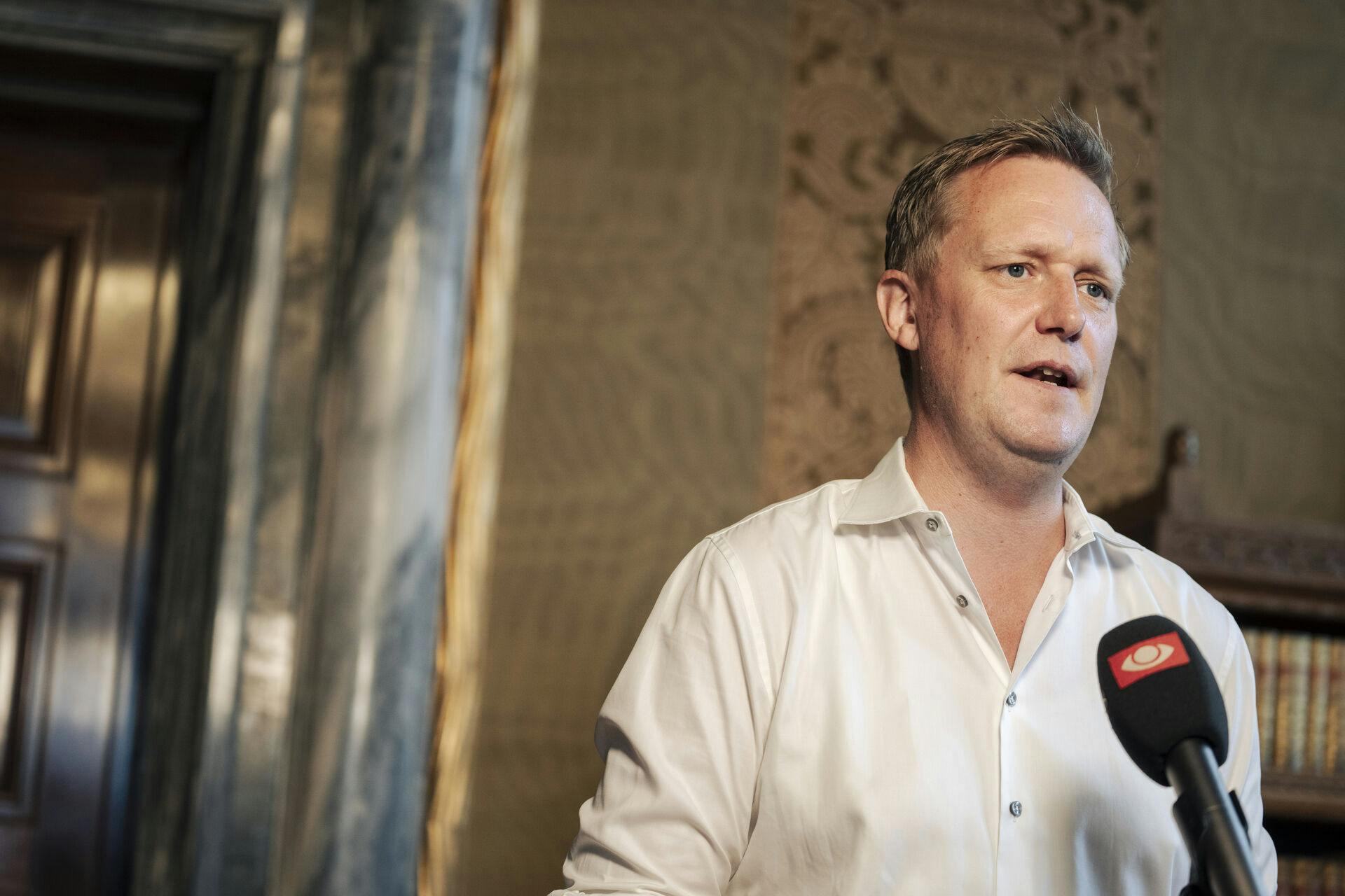 Beskæftigelses- og integrationsborgmester Jens-Kristian Lütken (V). Partierne bag den nye budgetaftale holder pressemøde på Københavns Rådhus mandag den 9. september 2024. (Foto: Thomas Traasdahl/Scanpix 2024)