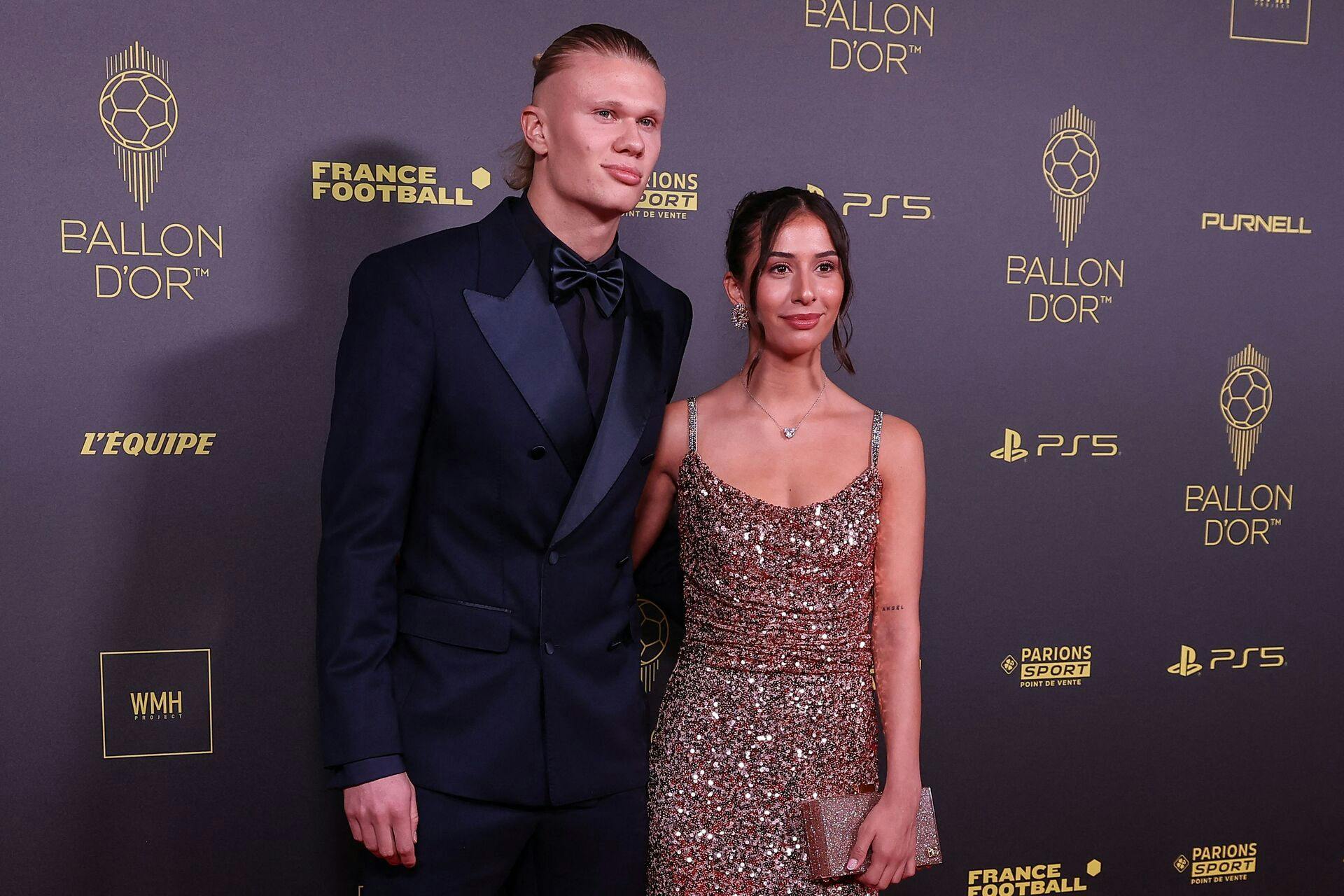 Erling Haaland med kæresten Isabel Haugseng Johansen i 2023.