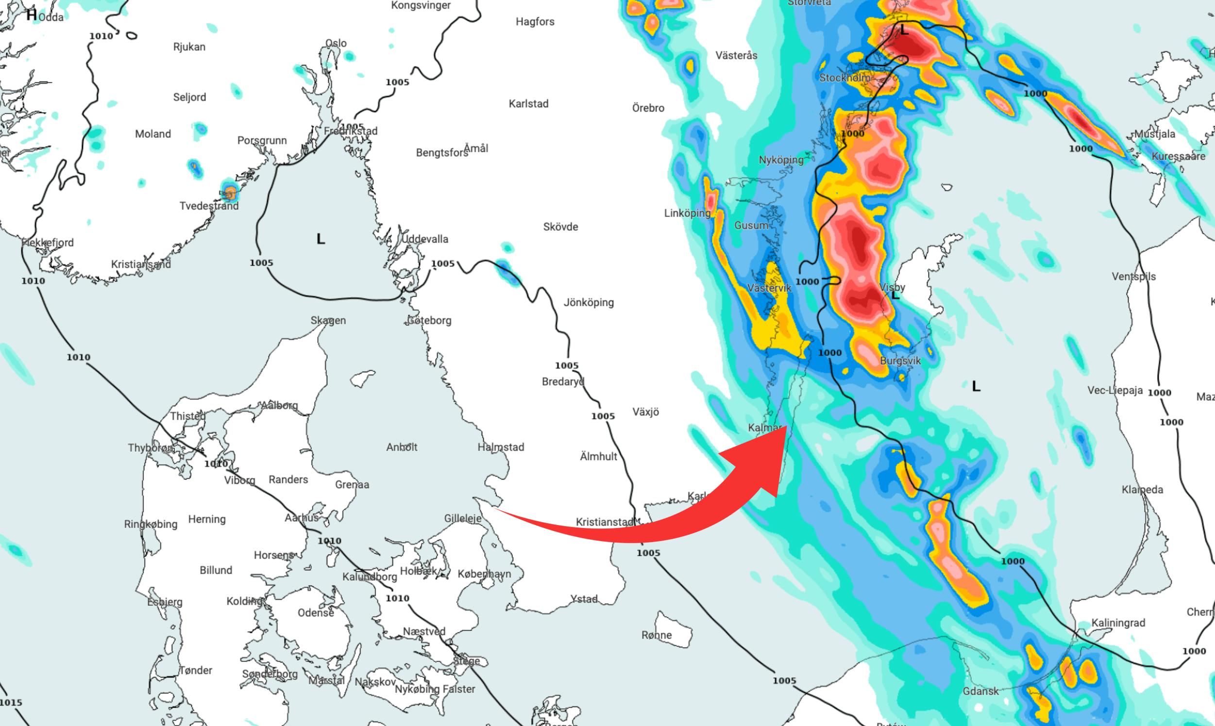Det er et meget voldsomt vejrsystem, der nu er på vej op over Sverige.