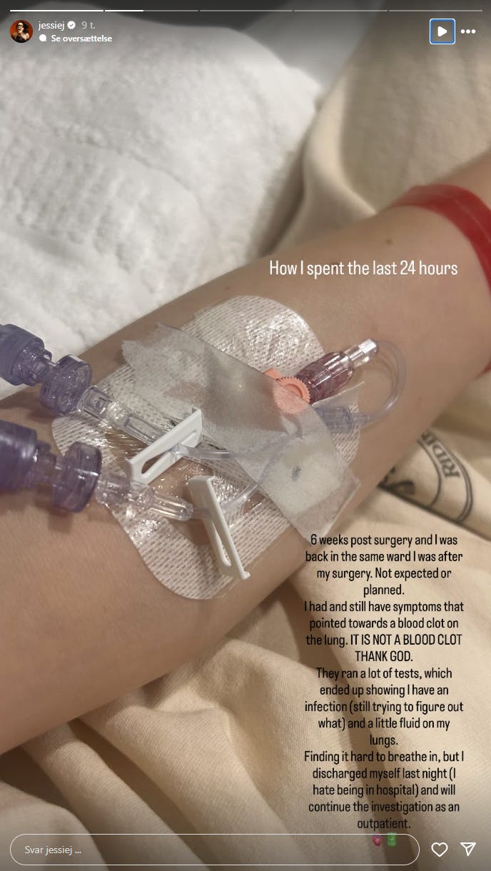 Jessie J har brugt store dele af weekenden på et hospital. 