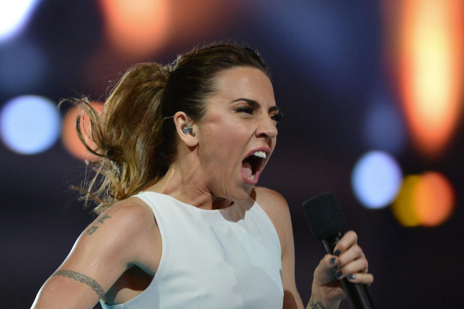 Mel C of British band Spice Girls perform