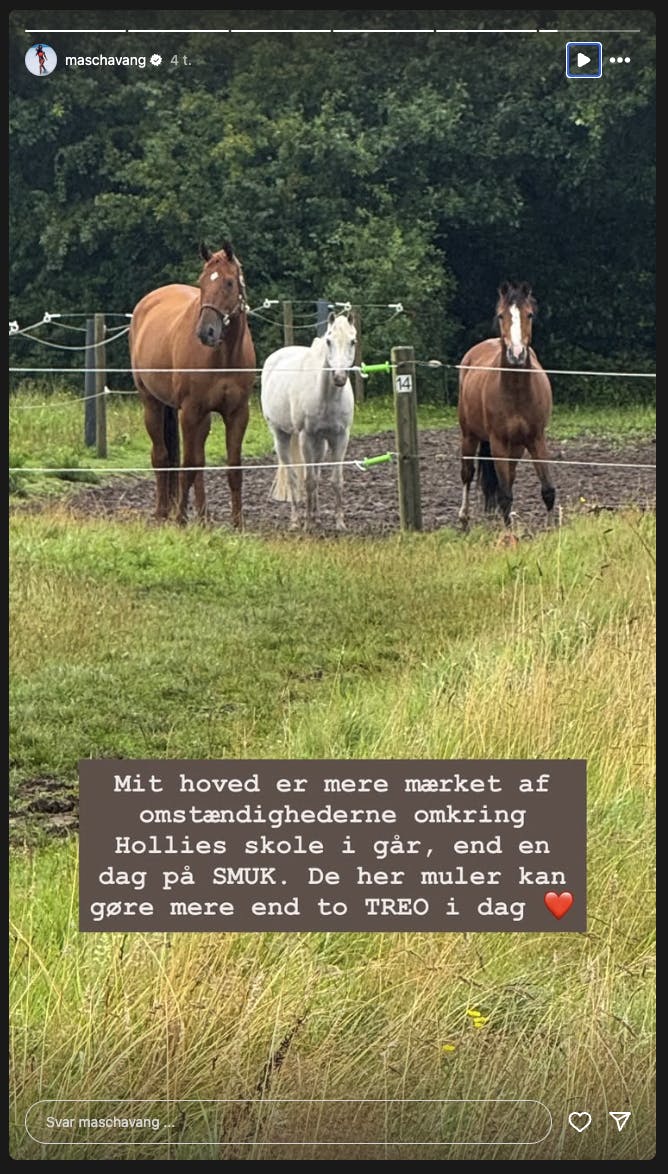 Sådan delte Mascha tidligere i dag sine tanker om sagen på Instagram.