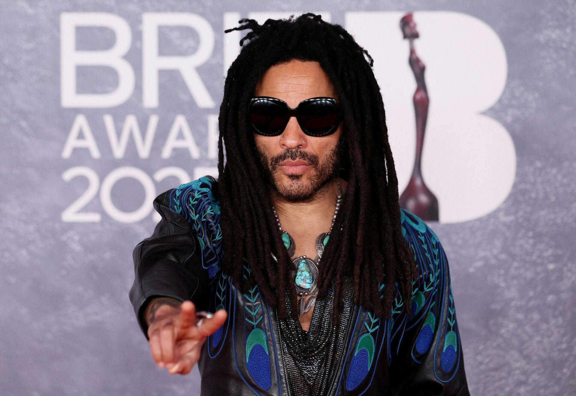 Lenny Kravitz poses as he arrives for the BRIT Awards at the O2 Arena in London, Britain, March 1, 2025. REUTERS/Isabel Infantes