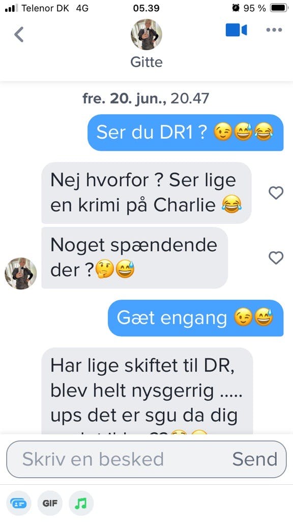 Man kan kun forestille sig forbløffelsen, der må være løbet igennem Gitte, da hun pludseligt kunne se sin flirt tone frem på tv-skærmen foran hende.