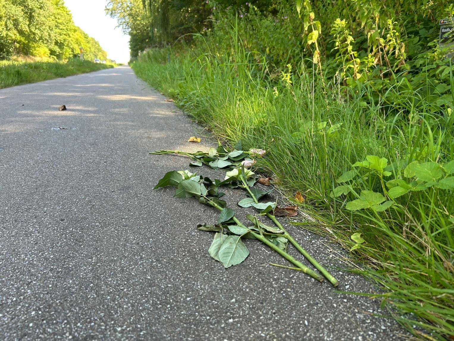 Roser på cykelstien til ære for Hjerne-Madsen. 