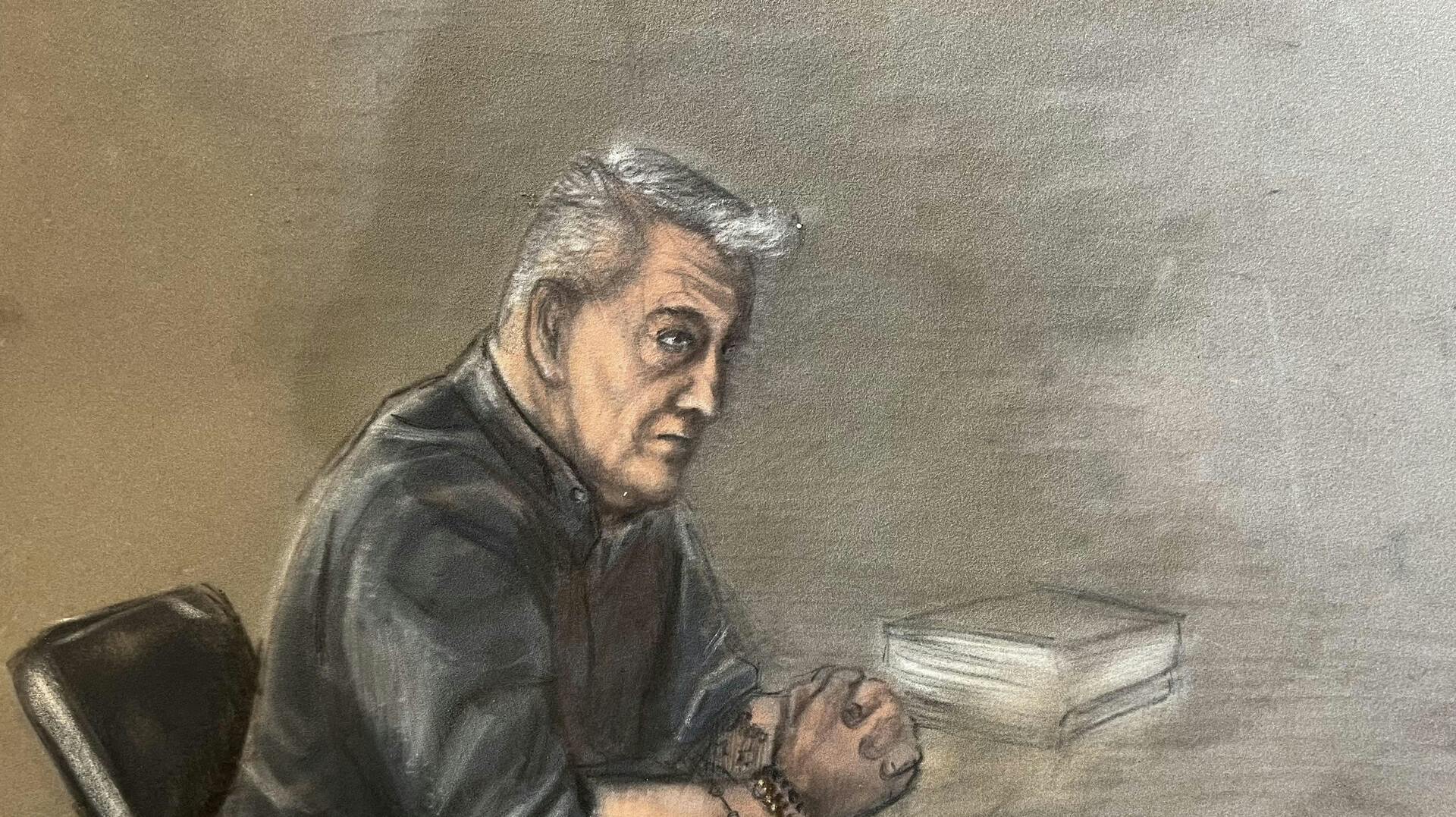 Courtroom sketch made by Ane Hem shows Gjeri
