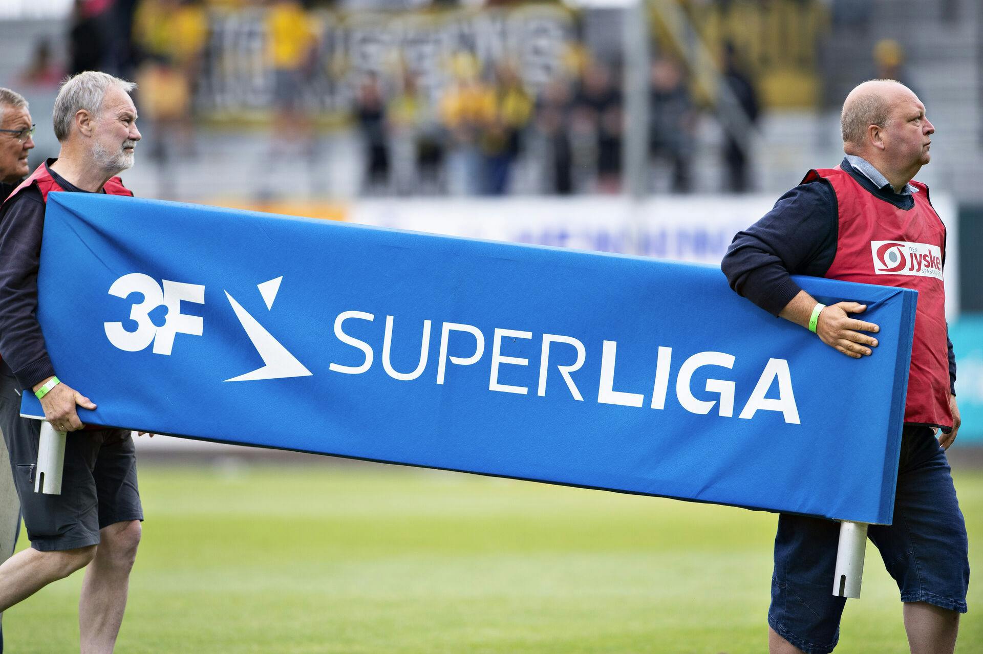 Nyt logo skilt : 3F Superliga før kampen i Superligakampen AC Horsens mod FC Nordsjælland på Casa Arena i Horsens, søndag 14. juli 2019.. (Foto: Henning Bagger/Ritzau Scanpix)