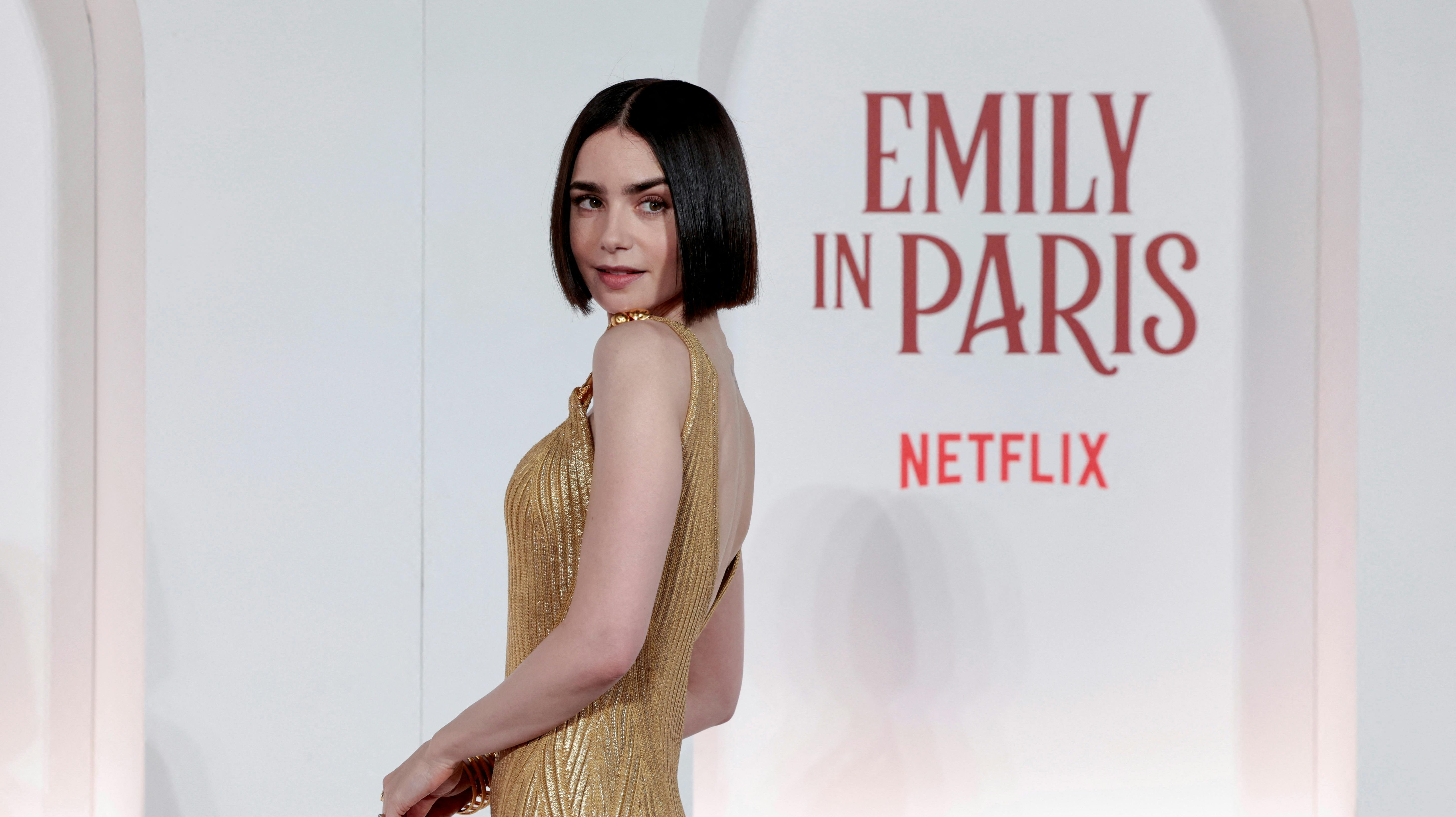 Lily Collins attends the European premiere for Netflix's "Emily In Paris" Season 4 at the Moderno cinema in Rome, Italy, September 10, 2024. REUTERS/Remo Casilli