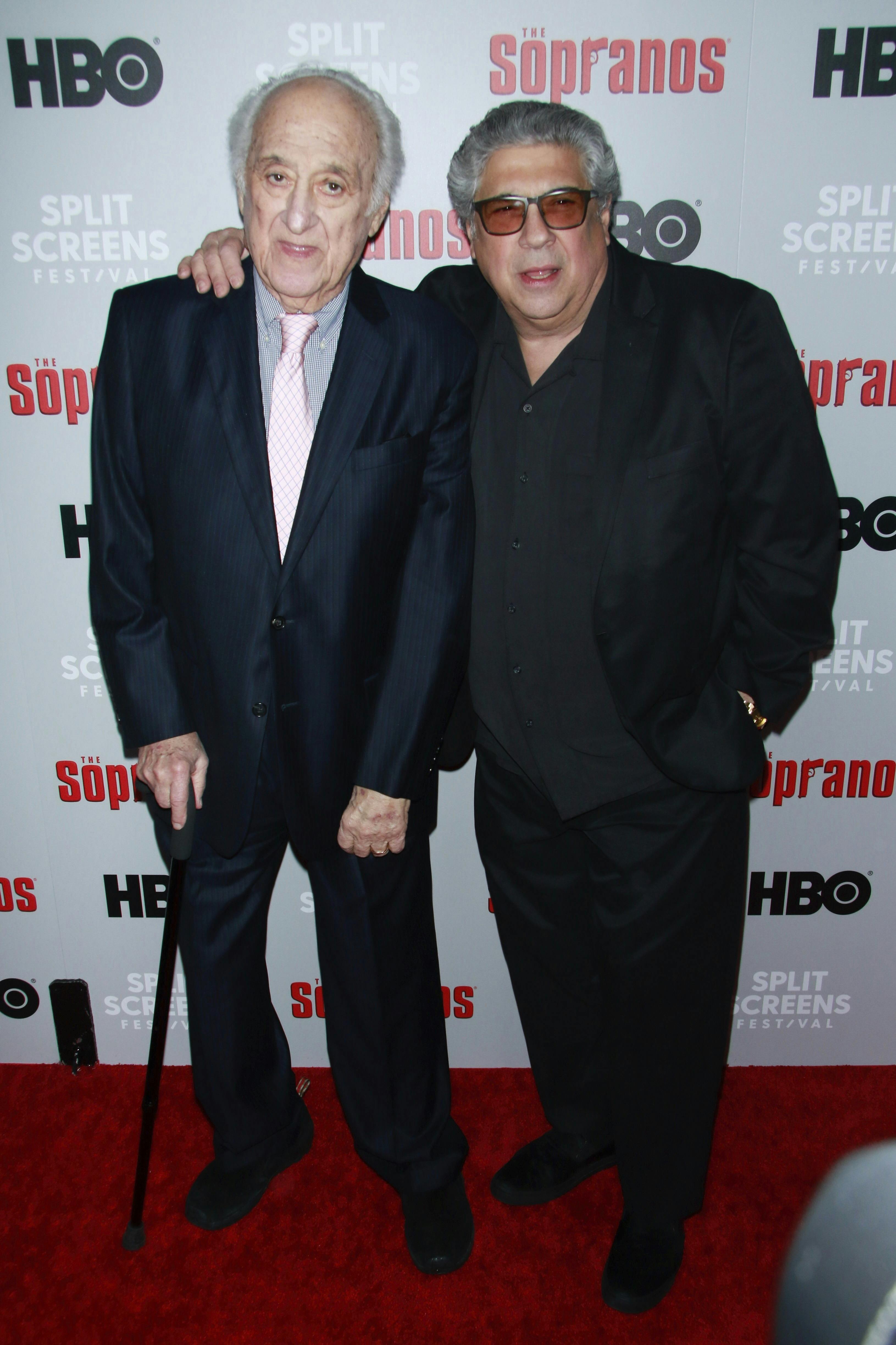 **FILE PHOTO** Jerry Adler Has Passed Away. NEW YORK, NY - JANUARY 9: Jerry Adler and Vincent Pastore at "The Sopranos" 20th Anniversary Panel Discussion at SVA Theater on January 9, 2019 in New York City. Credit: Diego Corredor/MediaPunch /IPX