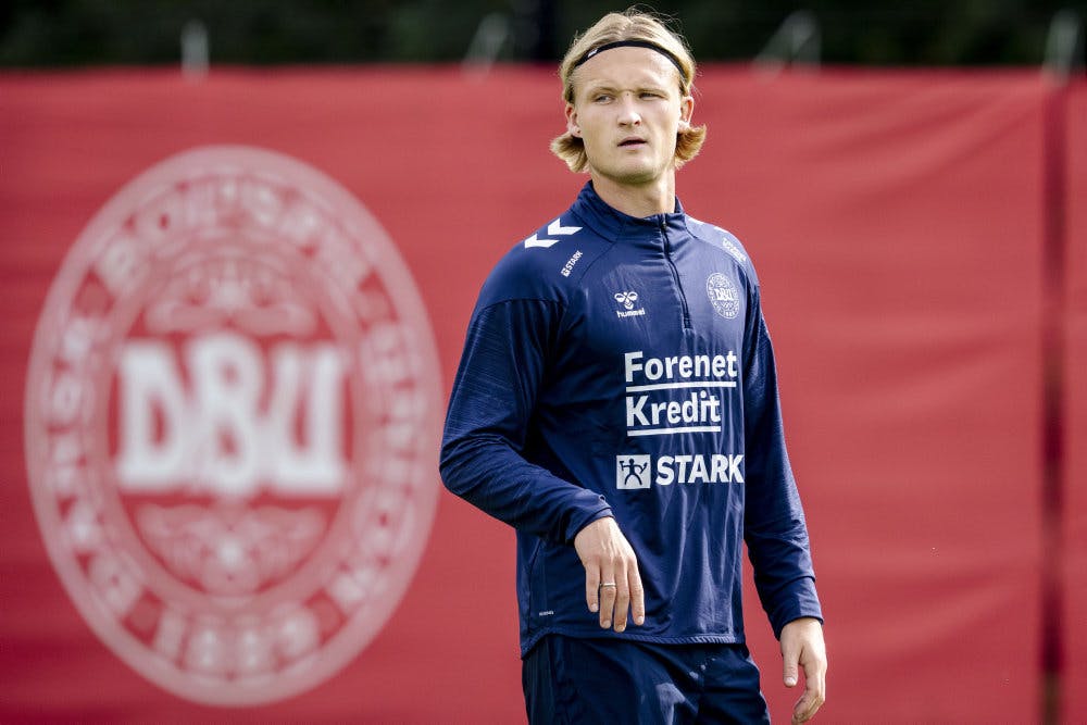 Kasper Dolberg mødte i begyndelsen af ugen ind til landsholdstjeneste, men har været en tur i Holland for at gennemføre skiftet til Ajax. - Foto: Mads Claus Rasmussen/Ritzau Scanpix&nbsp;