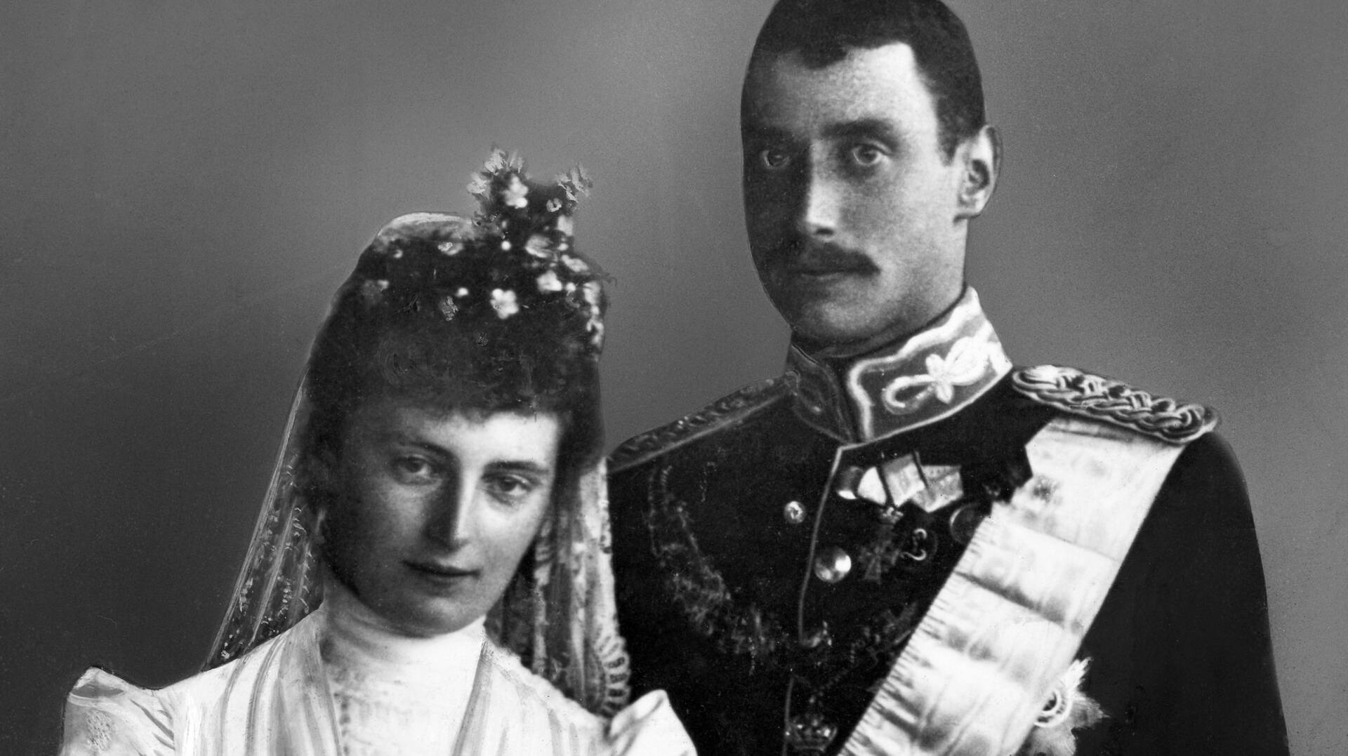 Prins Christian (Kong Christian X) giftede sig i 1898 med Alexandrine af Mecklenburg-Schwerin. Bryllupsbillede fra "Villa Wenden" i Canne.