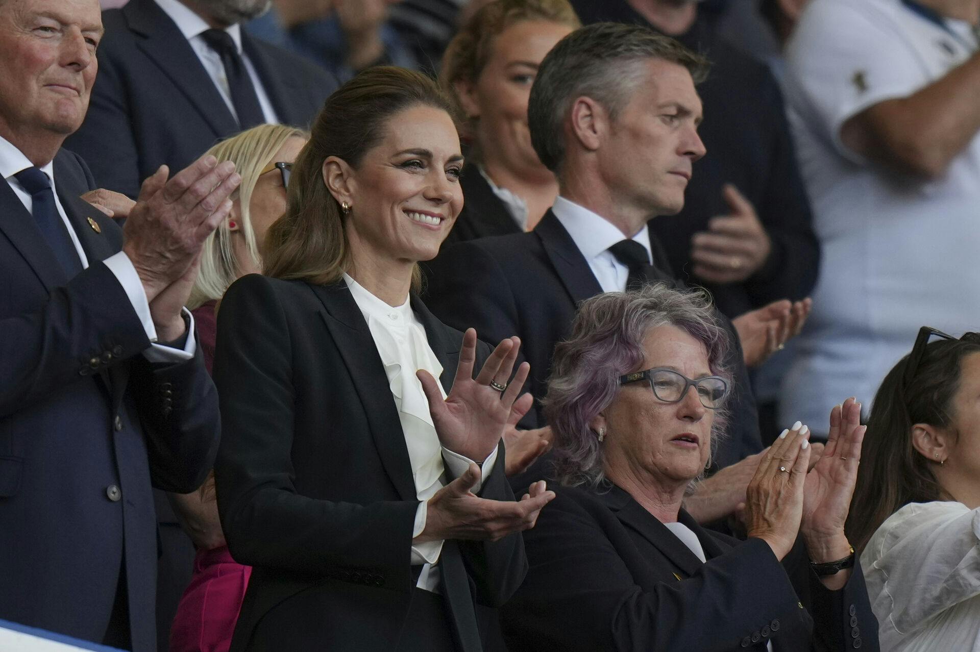 Kate med brunt hår til Women's Rugby World Cup 2025 6. september.