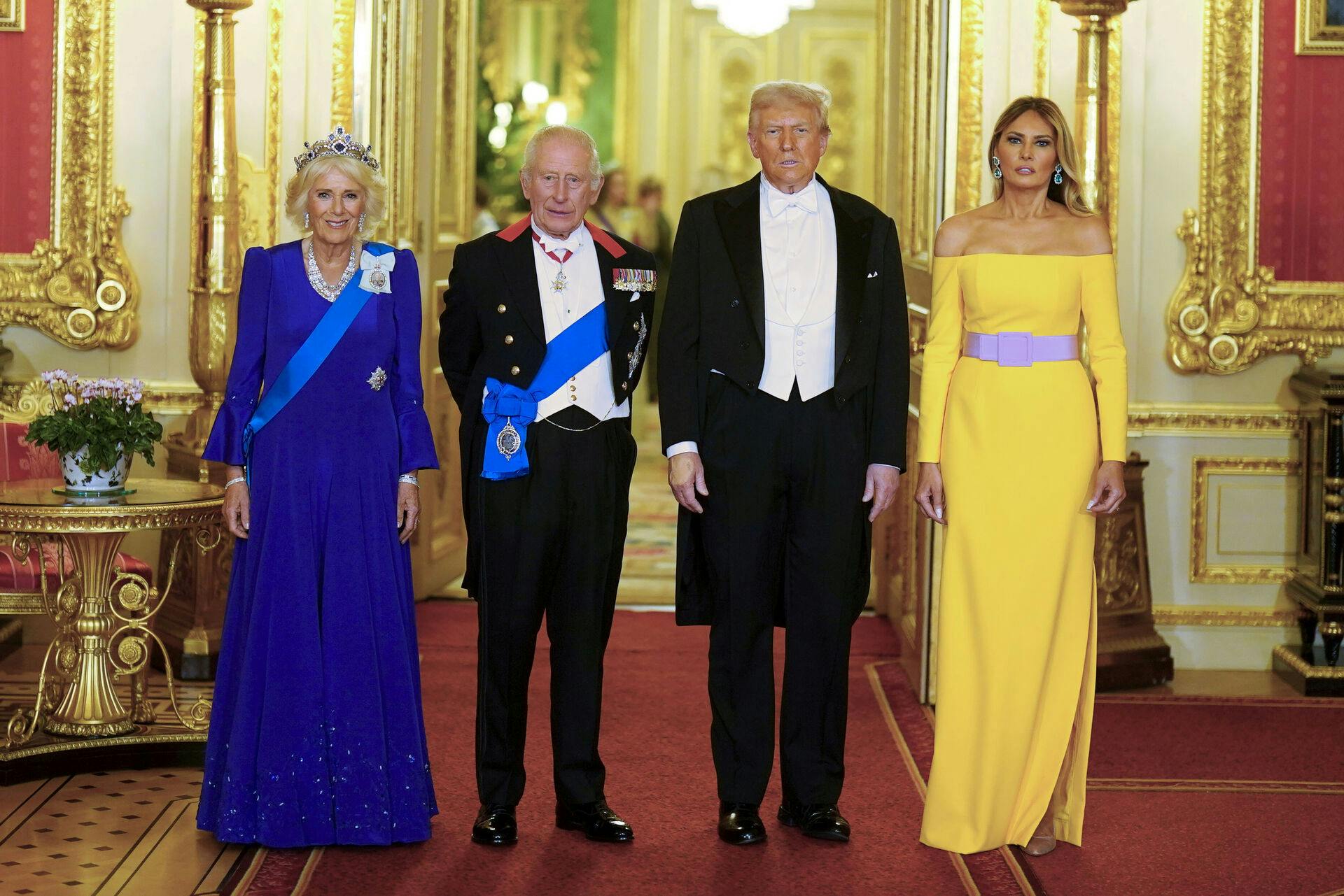 Efter massive protester en Donald Trump og hustruen Melania ankommet til Windsor Castle.