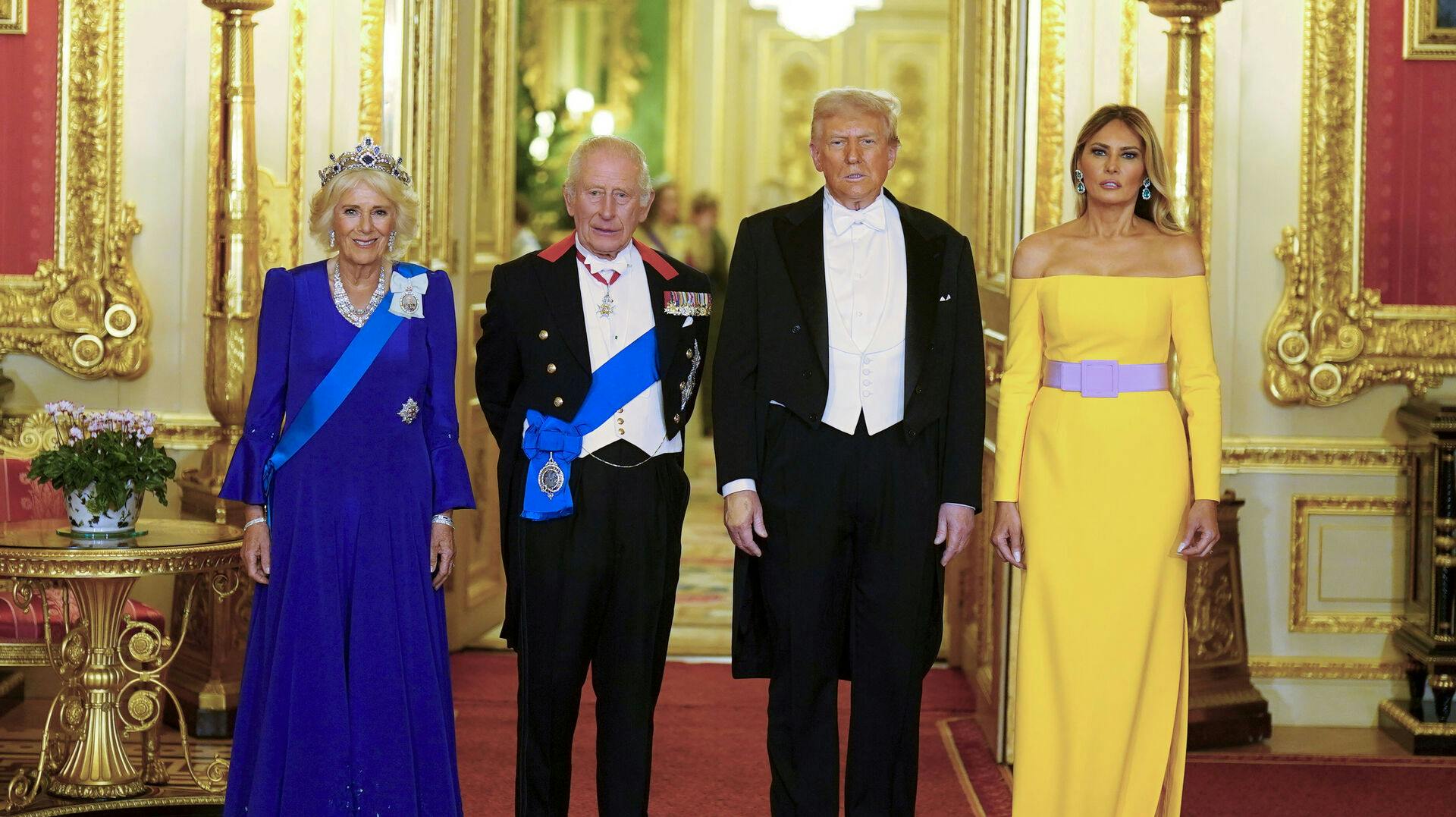 Efter massive protester en Donald Trump og hustruen Melania ankommet til Windsor Castle.