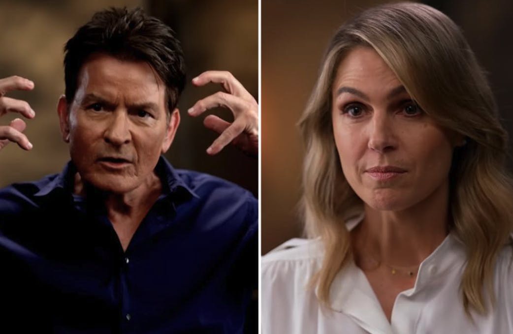 Journalisten bliver noget overrasket, da hun hører Charlie Sheen fortælle om sit kokainmisbrug.
