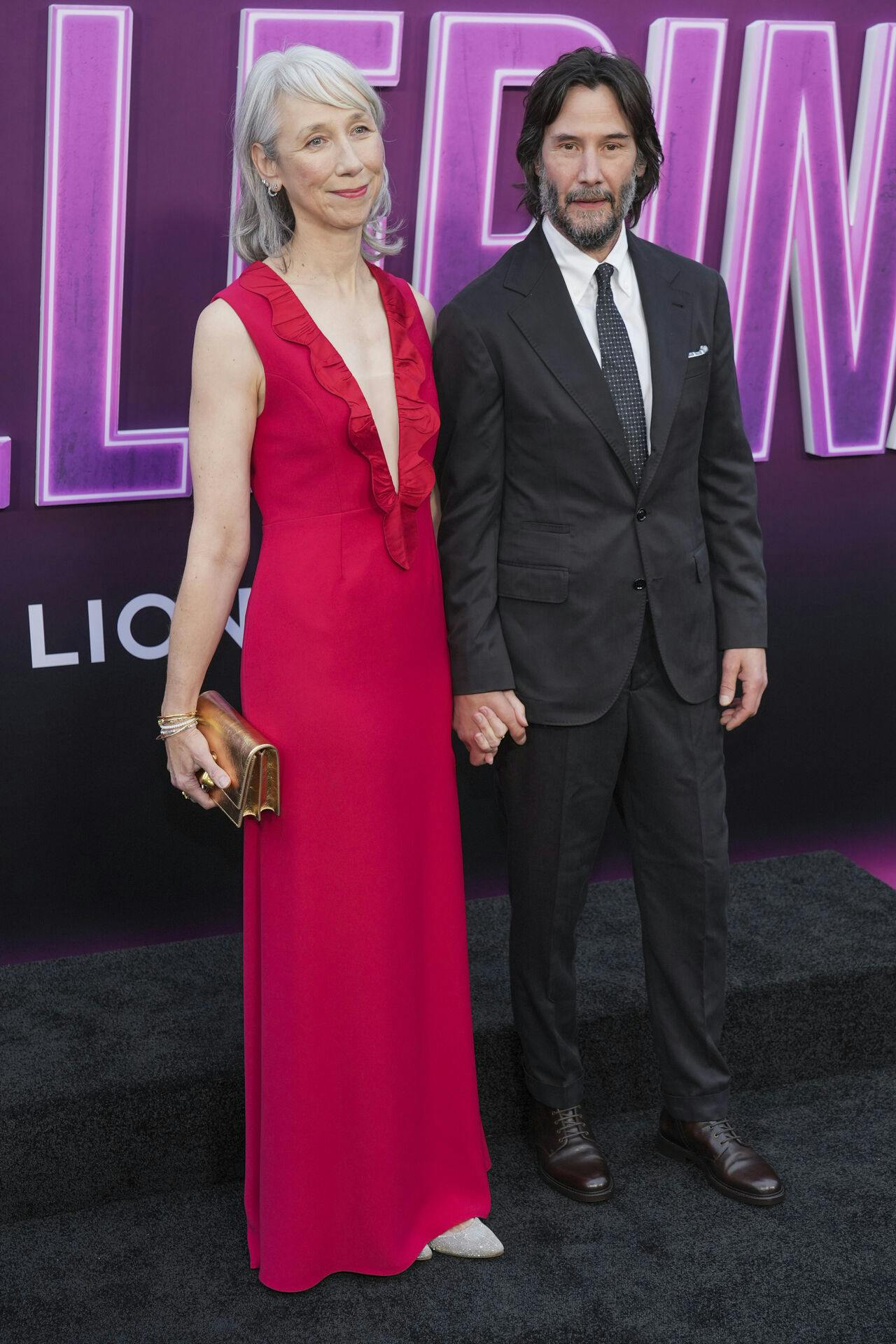 Alexandra Grant og Keanu Reeves til premieren på "Ballerina" den 3. juni 2025.