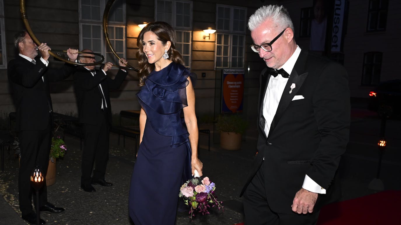 Dronning Mary, da hun onsdag ankom til Nationalmuseet.