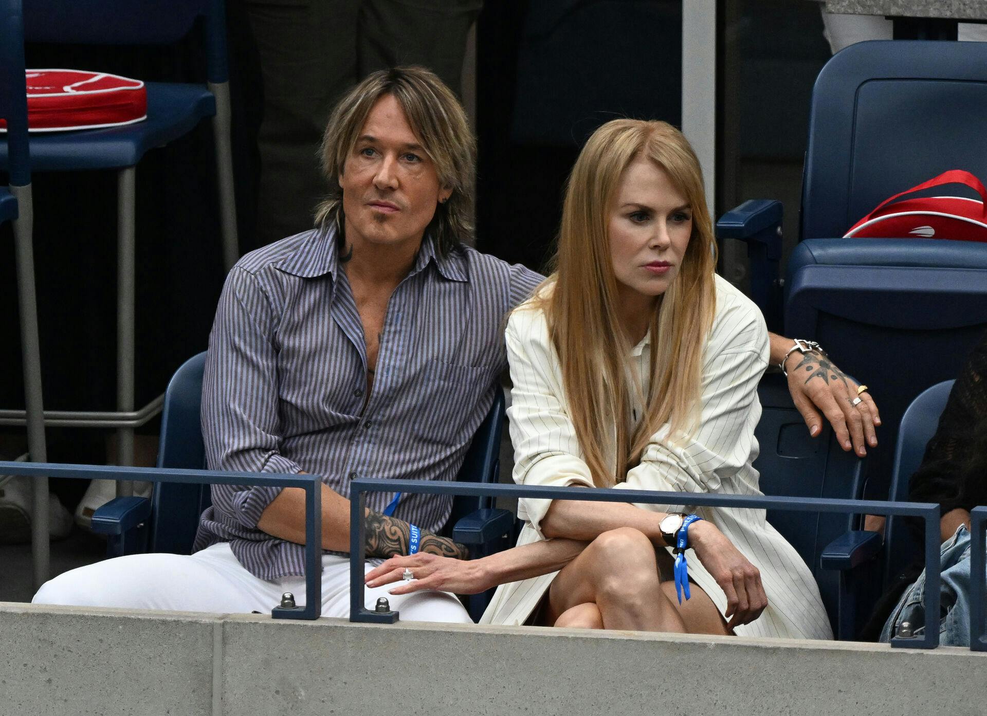 FLUSHING NY- SEPTEMBER 10: **NO NY NEWSPAPERS** Keith Urban and Nicole Kidman are seen watching Novak Djokovic Vs Daniil Medvedev during the men's finals at the 2023 US Open Tennis on Arthur Ashe Stadium at the USTA Billie Jean King National Tennis Center on September 10, 2023 in Flushing Queens. Credit: mpi04/MediaPunch /IPX