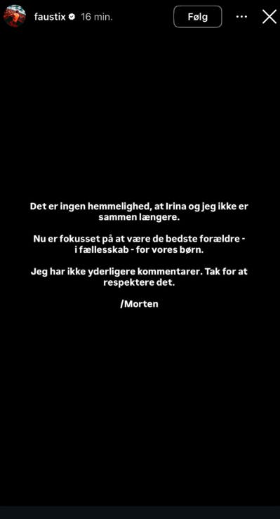 Morten Olsen har bekræftet, at forholdet mellem ham og Irina er slut.