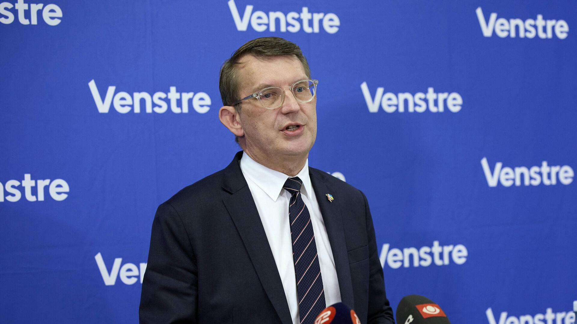 Venstres formand Troels Lund Poulsen holder pressemøde. Venstres Landsmøde 2025 i Odense Congress Center, lørdag den 4. oktober 2025. (Foto: Robert Wengler/Scanpix 2025)