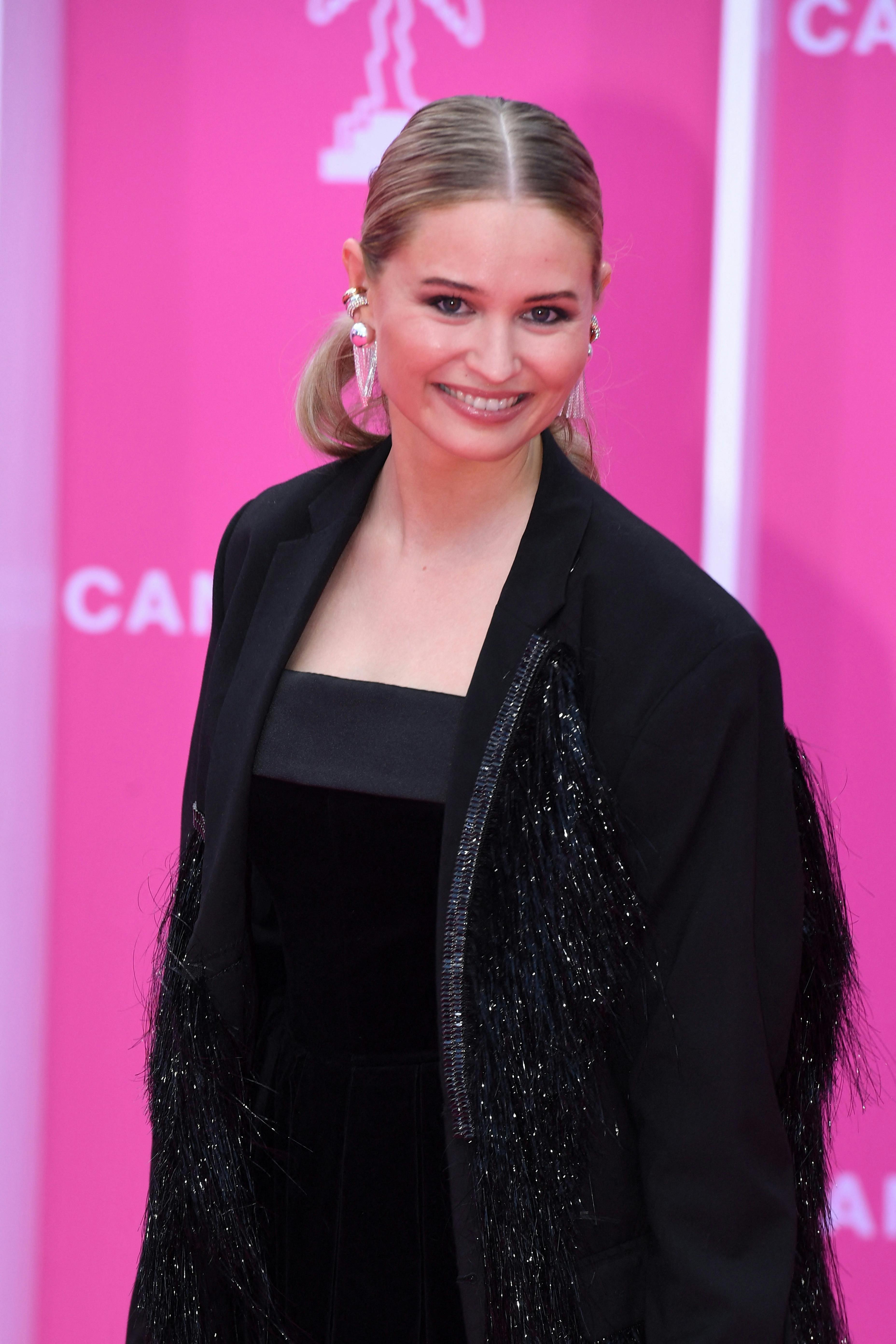 April 26, 2025, Cannes, France: Sergio Aguero and Sofia Calzetti attend the Pink Carpet on Day Three during the 8th Canneseries International Festival at Palais des Festivals. 26 Apr 2025 Pictured: April 26, 2025, Cannes, France: Vivild Falk Berg attends the Pink Carpet on Day Three during the 8th Canneseries International Festival at Palais des Festivals. Photo credit: ZUMAPRESS.com / MEGA TheMegaAgency.com sales@mega.global (Mega Agency TagID: MEGA1301789_010.jpg) [Photo via Mega Agency]
