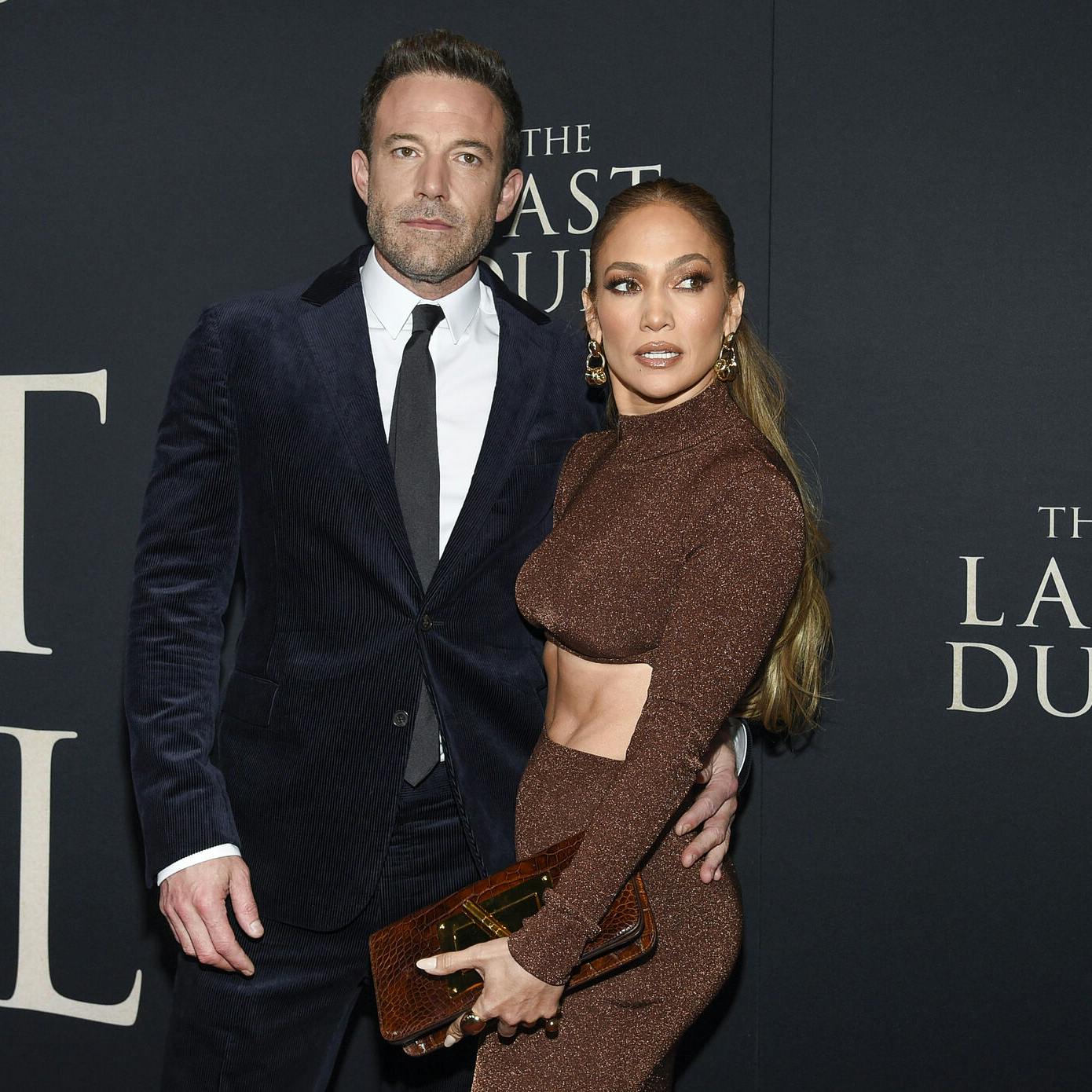 FILE - Actor Ben Affleck, left, and actor-singer Jennifer Lopez attend the premiere of "The Last Duel" on Oct. 9, 2021, in New York. (Photo by Evan Agostini/Invision/AP, File)