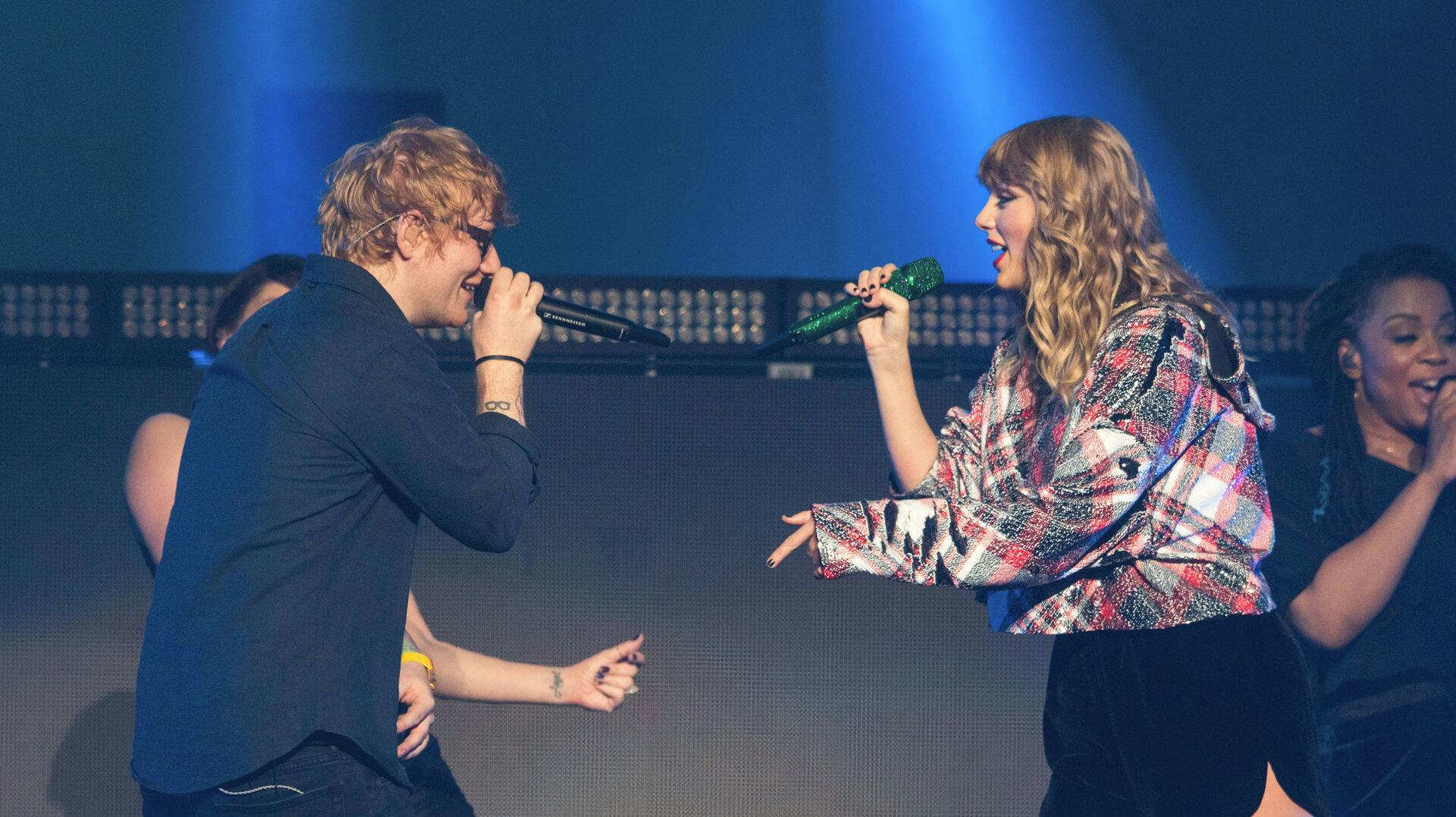 December 2, 2017 - San Jose, California, U.S - ED SHEERAN performs with TAYLOR SWIFT during 2017 99.7 NOW! Poptopia concert at SAP Center in San Jose, California (Credit Image: © Daniel DeSlover via ZUMA Wire)