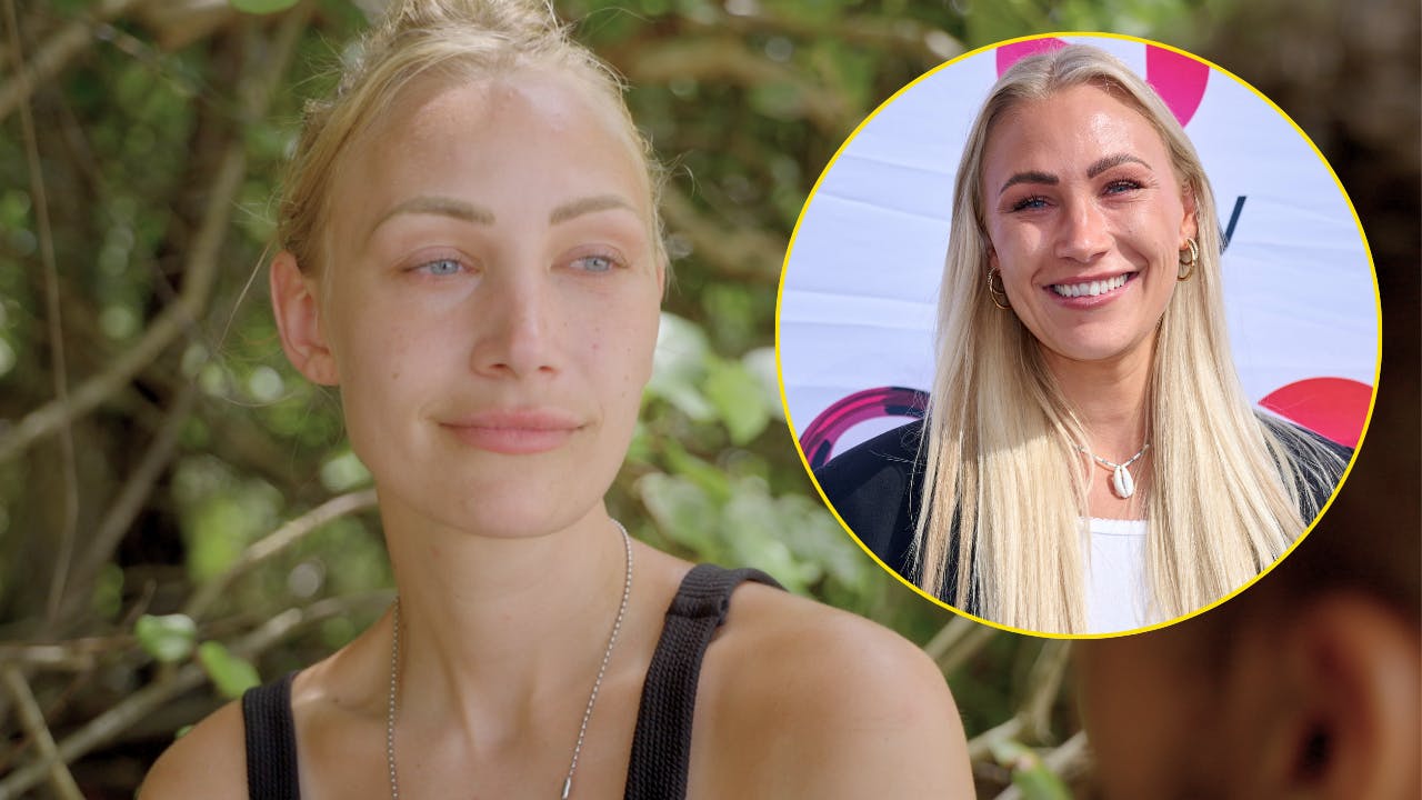 Kira Smed i "Robinson Ekspeditionen" og Kira Smed til forpremieren. I dag er alt fryd og gammen mellem hende og de andre deltagere.