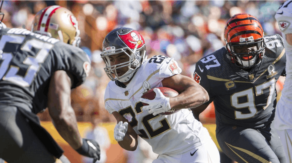 Doug Martin ses her under Pro Bowl-kampen i januar 2016. (Arkivfoto). - Foto: Eugene Tanner/Ritzau Scanpix