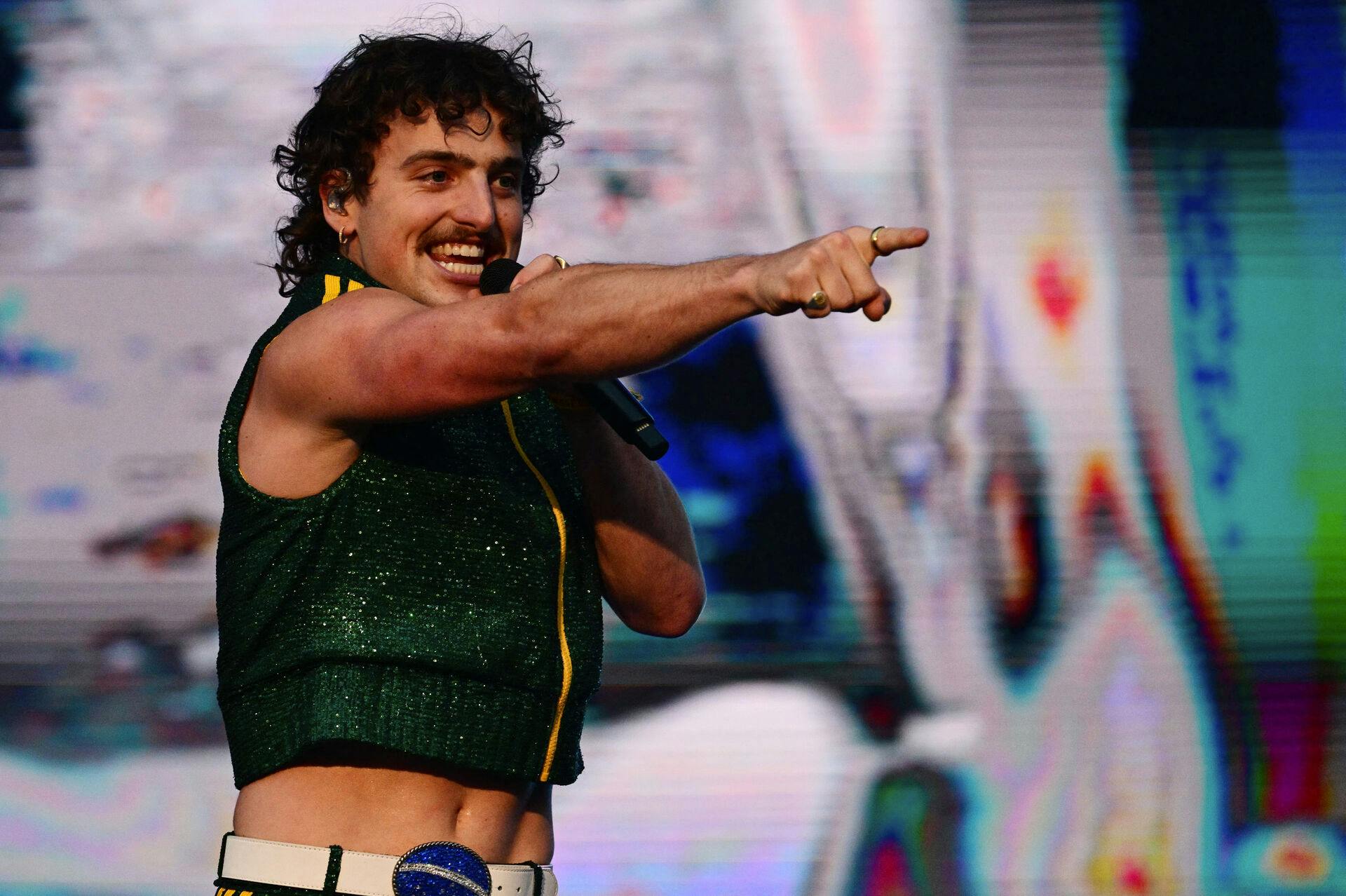 US singer and songwriter Benson Boone performs during the second day of the Lollapalooza music festival at the Autodromo Jose Carlos Pace in Sao Paulo, Brazil, on March 29, 2025. Pablo PORCIUNCULA / AFP