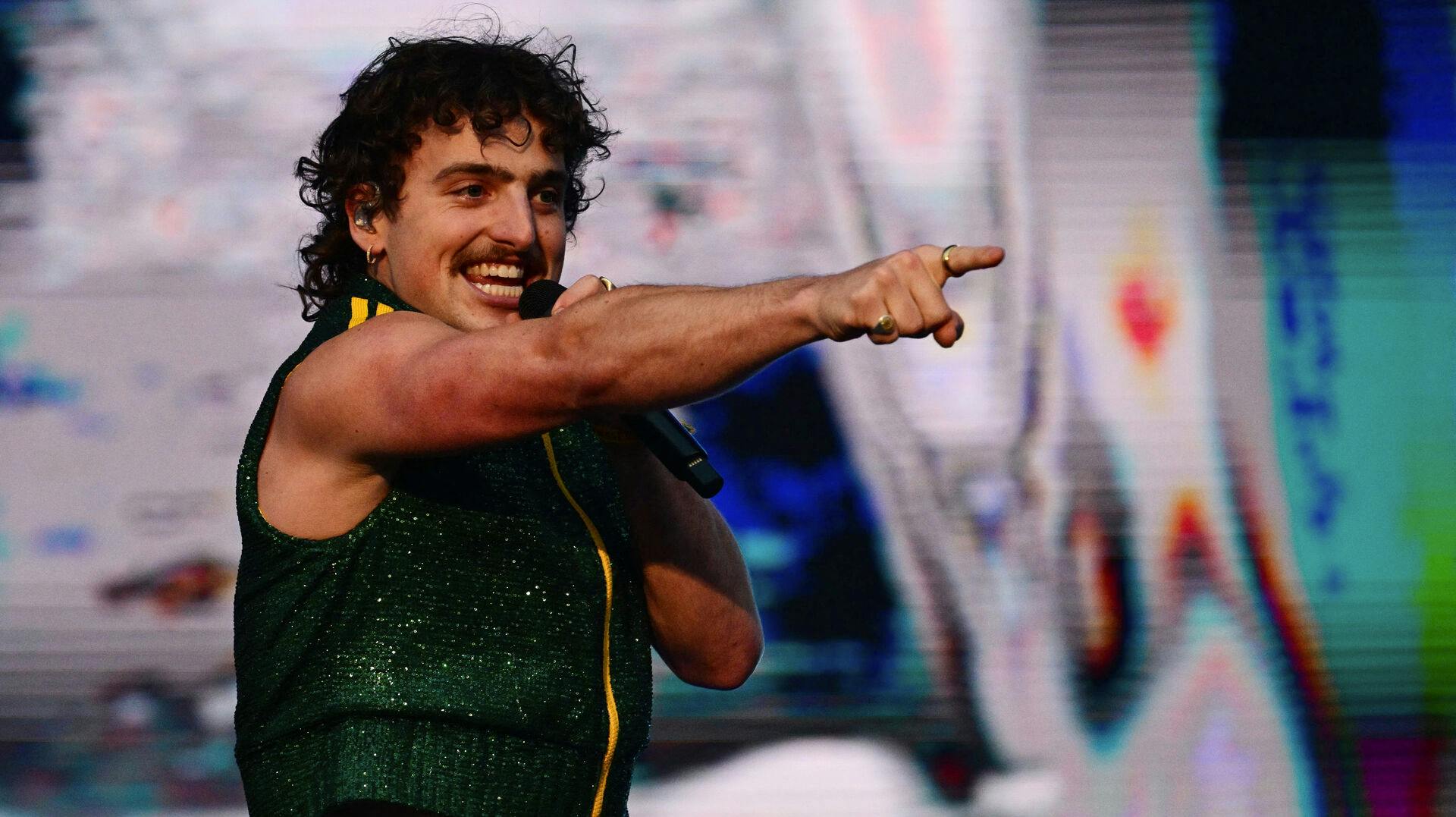 US singer and songwriter Benson Boone performs during the second day of the Lollapalooza music festival at the Autodromo Jose Carlos Pace in Sao Paulo, Brazil, on March 29, 2025. Pablo PORCIUNCULA / AFP