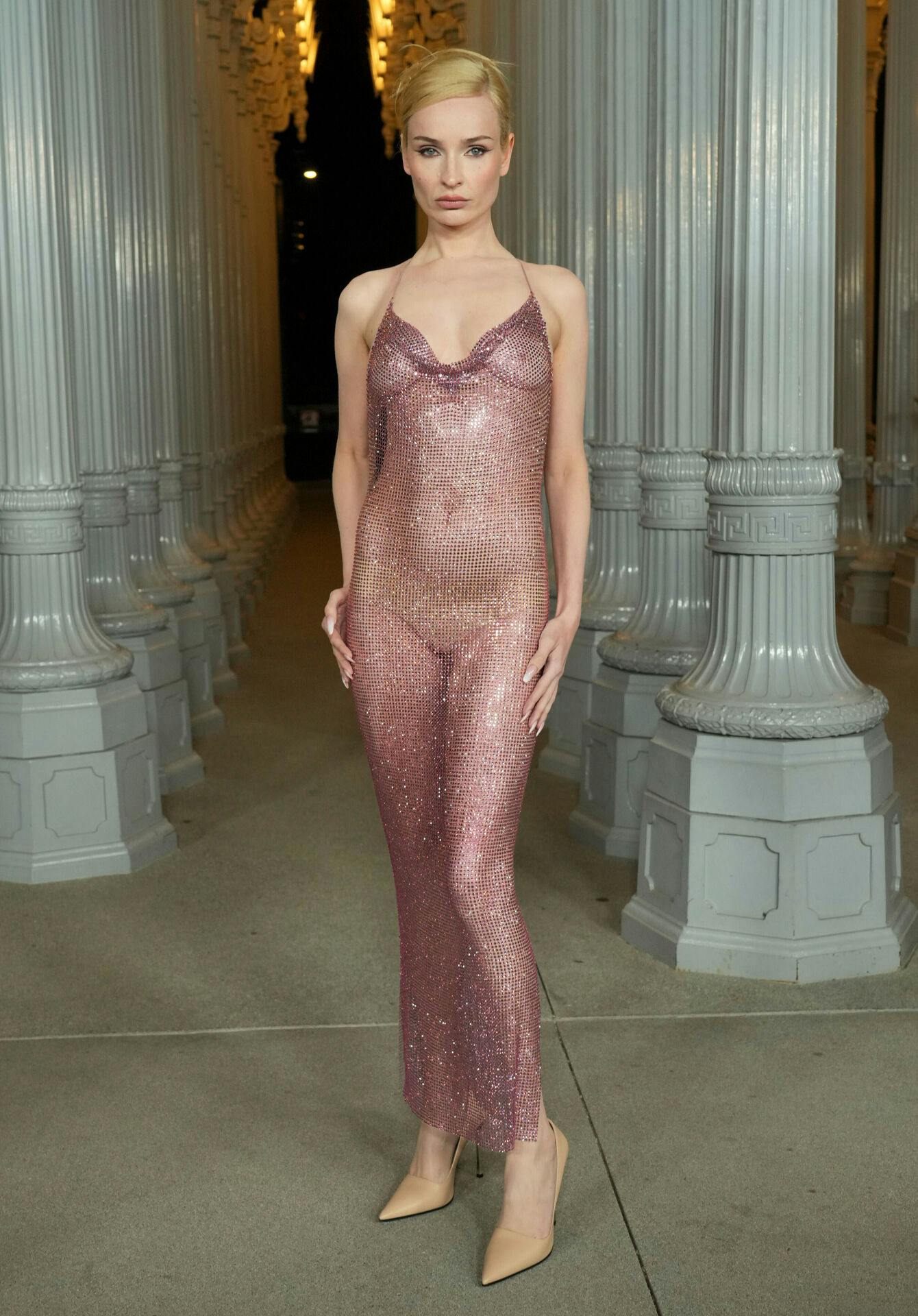 EDS NOTE: NUDITY - Kim Petras arrives at the LACMA Art + Film Gala on Saturday, Nov. 1, 2025, at Los Angeles County Museum of Art in Los Angeles. (Photo by Jordan Strauss/Invision/AP)