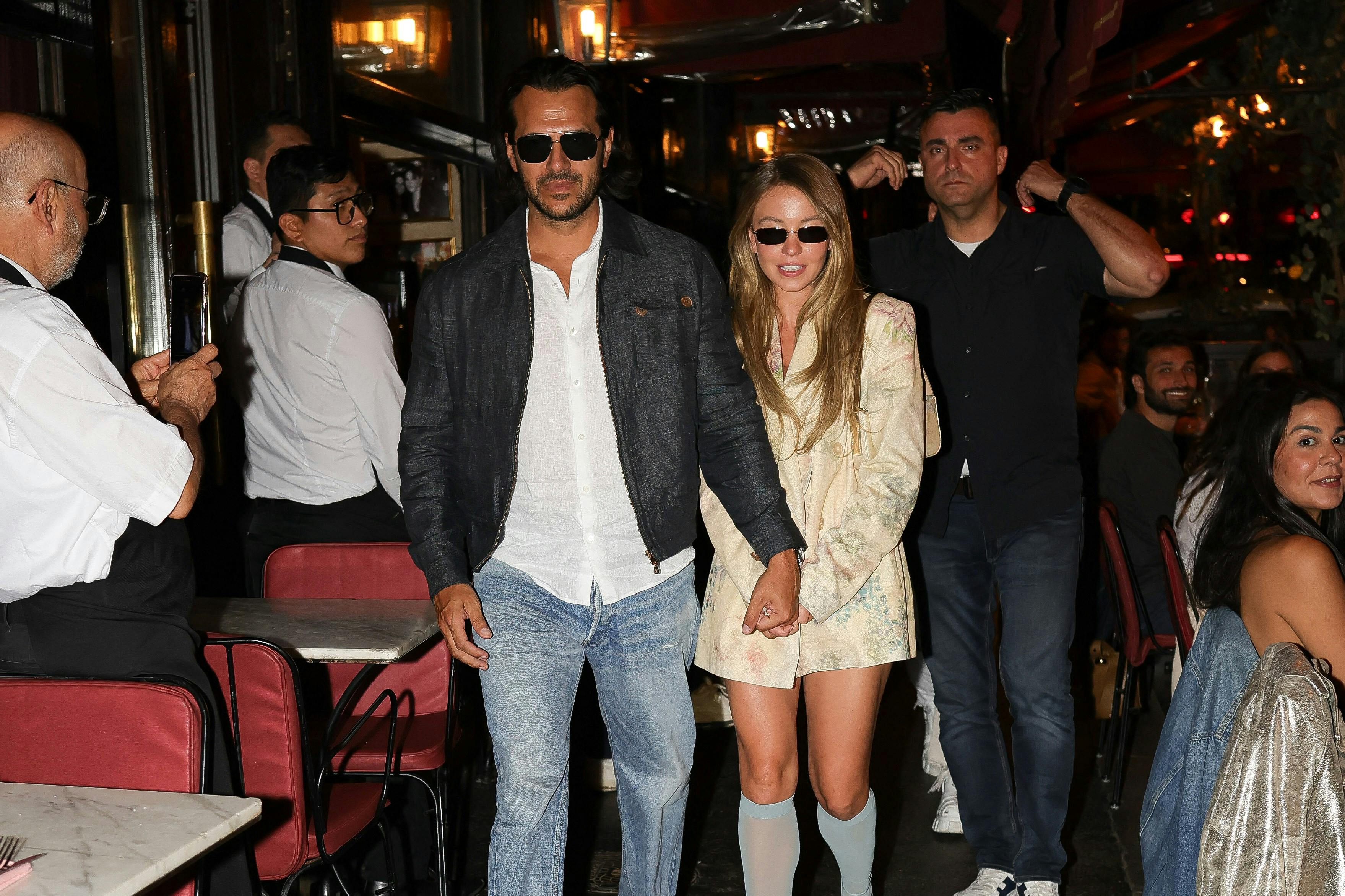 Sydney Sweeney and Jonathan Davino hand in hand after a romantic dinner in an Italian restaurant in Paris. 11 Jul 2023 Pictured: Sydney Sweeney and Jonathan Davino. Photo credit: Aissaoui Nacer / MEGA TheMegaAgency.com +1 888 505 6342 (Mega Agency TagID: MEGA1164758_004.jpg) [Photo via Mega Agency]
